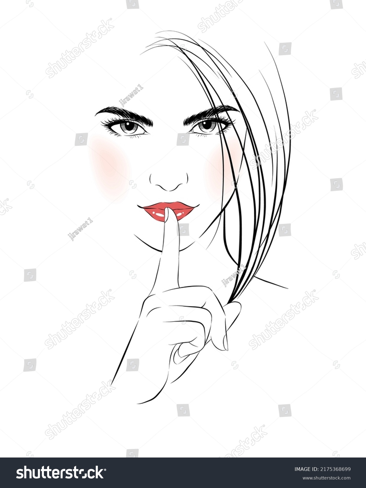 Sexy Girl Making Quiet Gesture Vector Stock Vector (Royalty Free ...