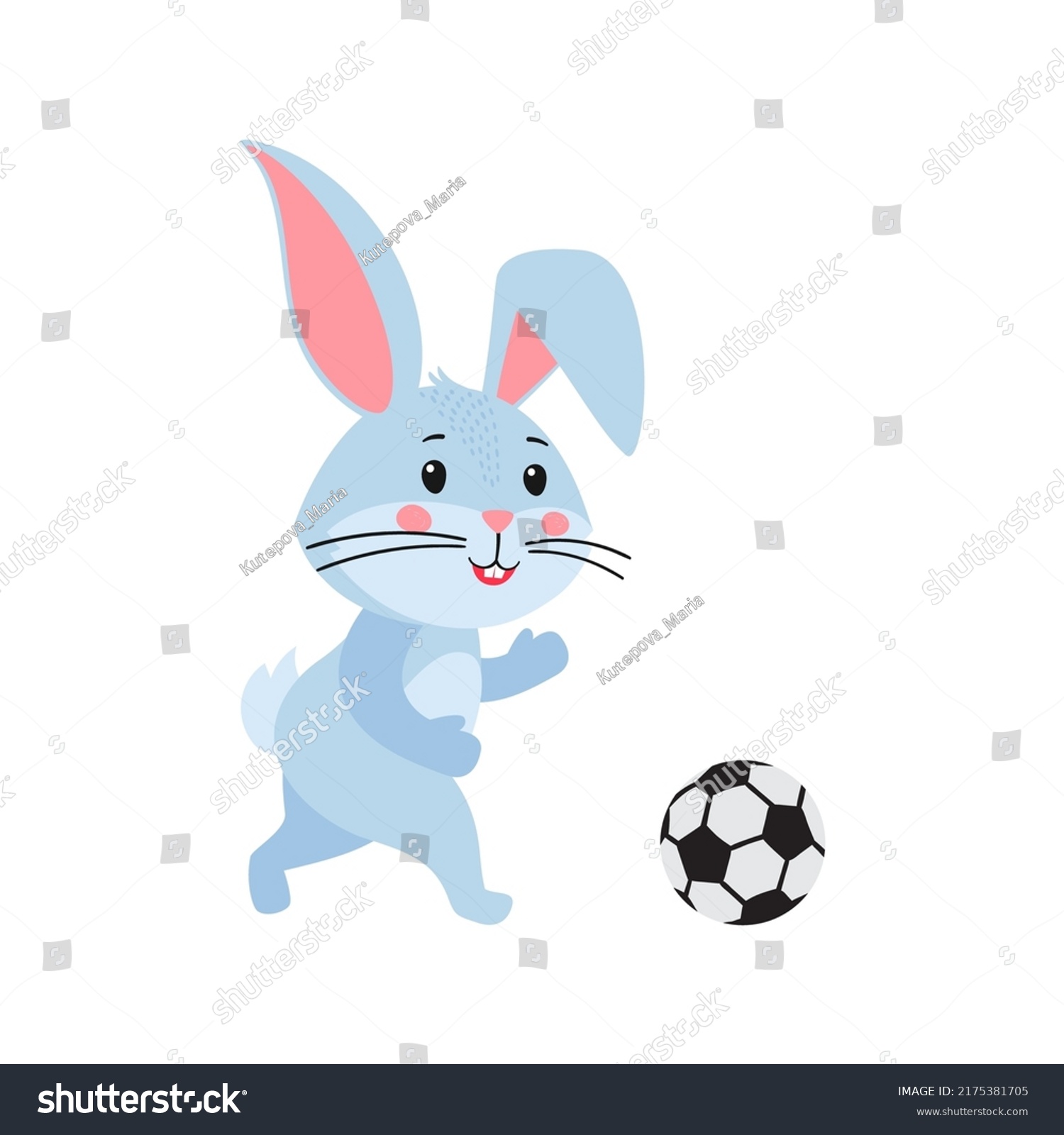 Cute Cartoon Rabbit Hare Rabbit Playing Stock Vector (Royalty Free ...