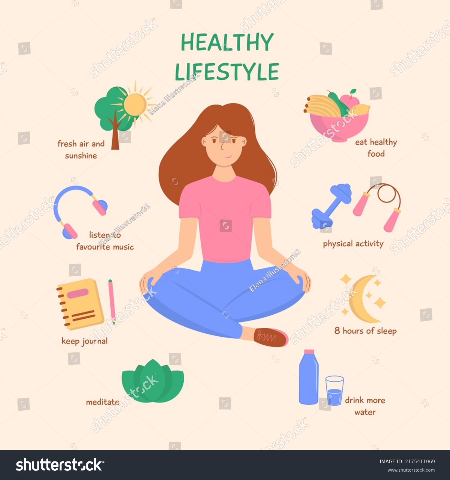 Healthy Lifestyle Self Care Healthy Habits Stock Vector (Royalty Free ...