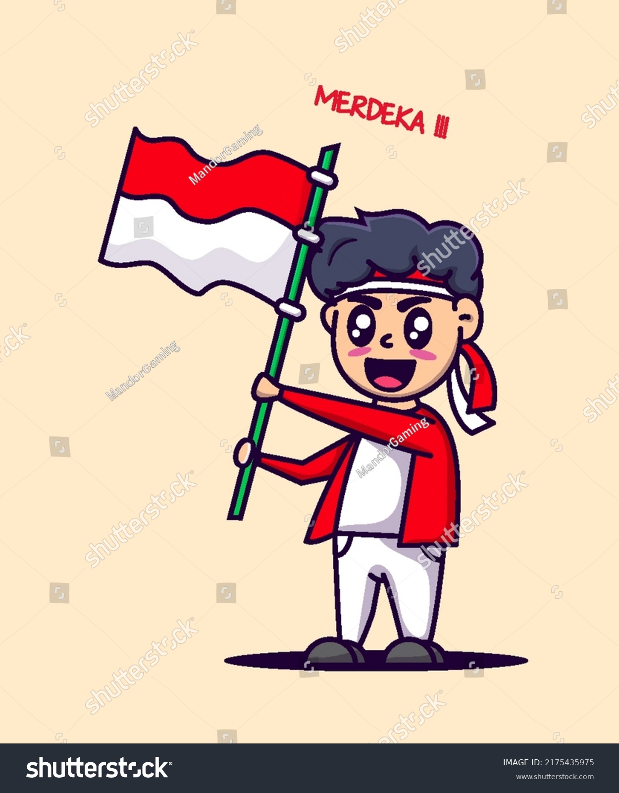 Cartoon Cute Boy Holding Indonesian Flag Stock Vector (Royalty Free ...