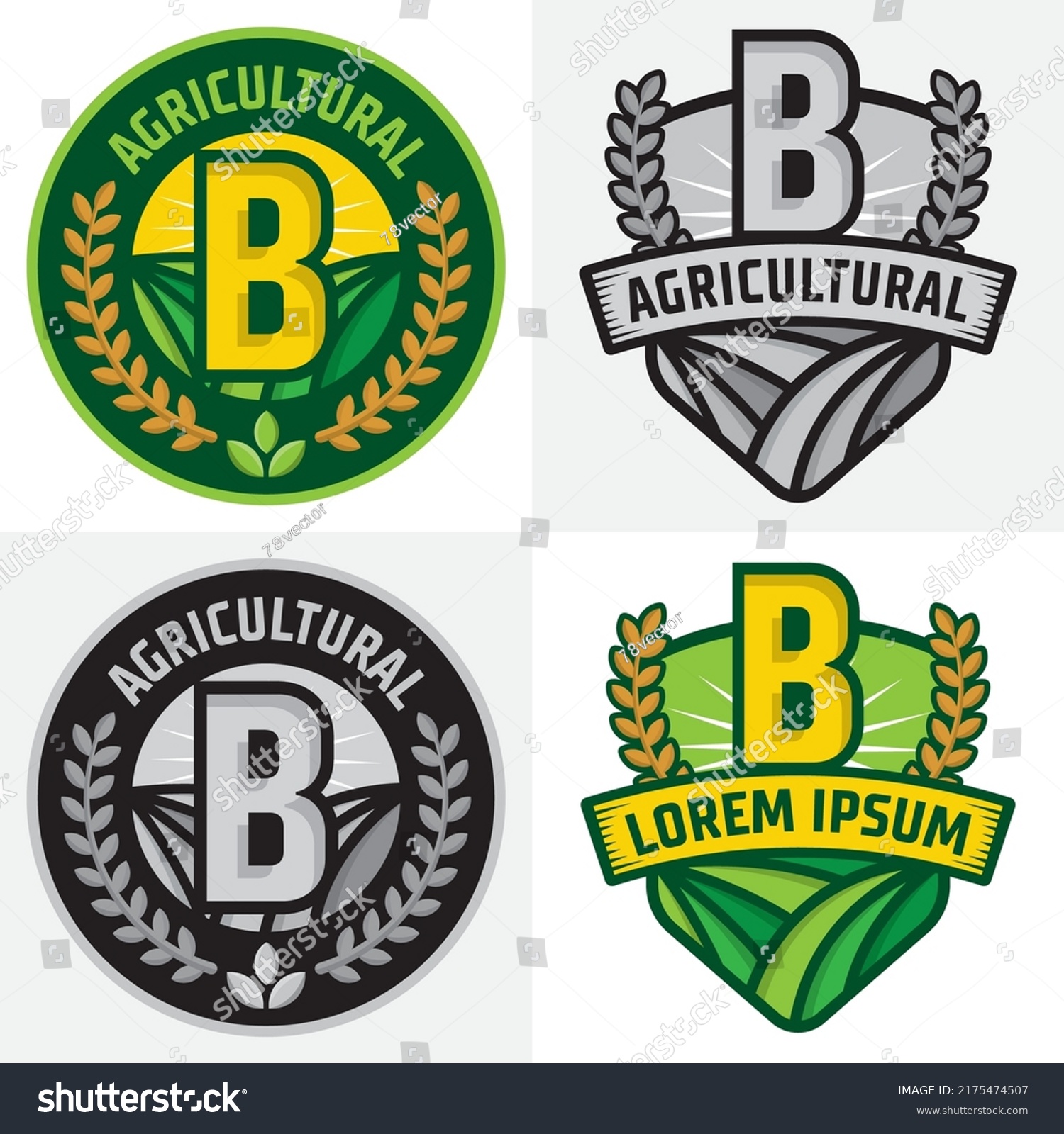 Letter B Farm Logo Badges Vintage Stock Vector (Royalty Free ...