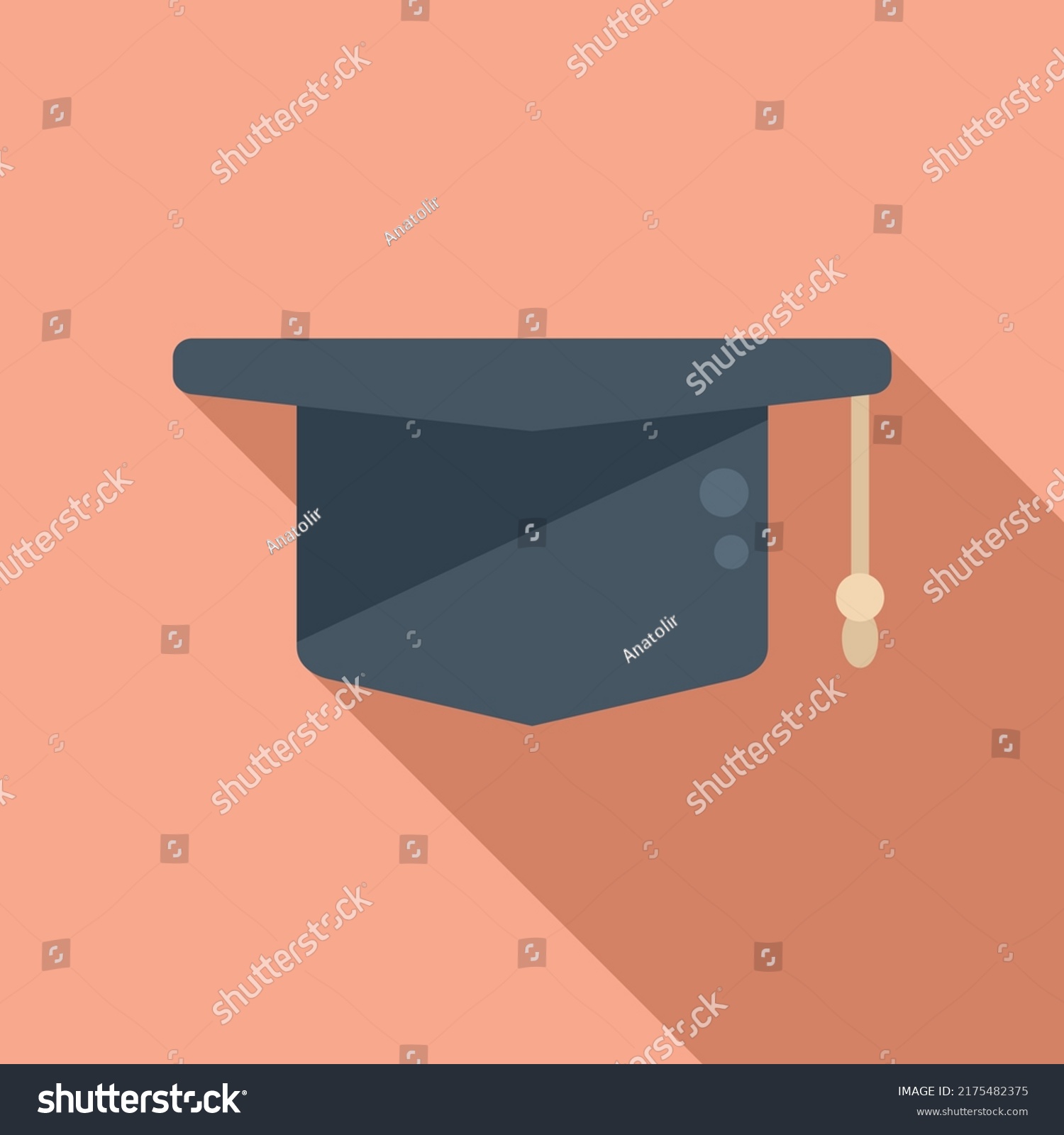 Graduation Hat Icon Flat Vector Diploma Stock Vector Royalty Free