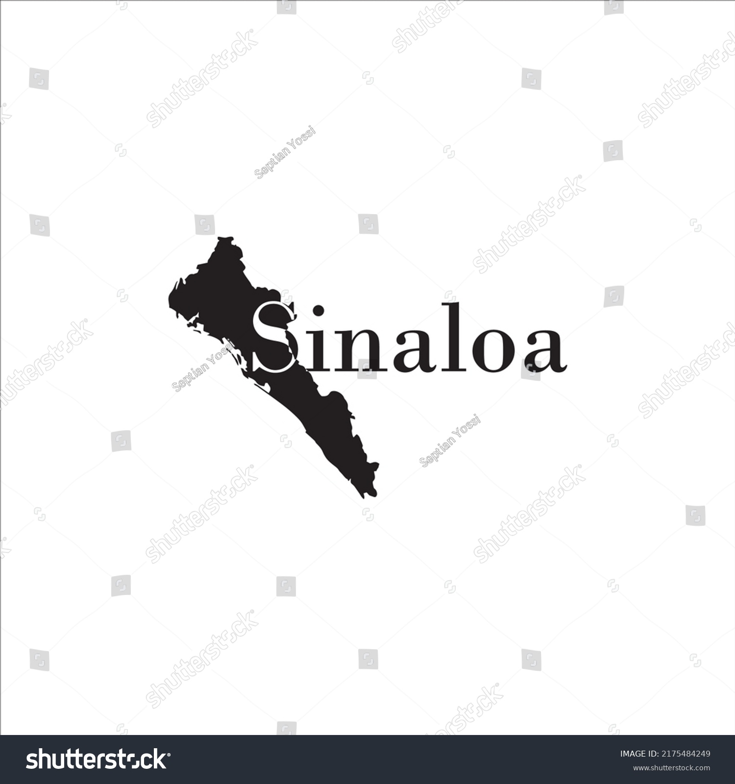 Sinaloa Map Black Lettering Design On Stock Vector (Royalty Free ...