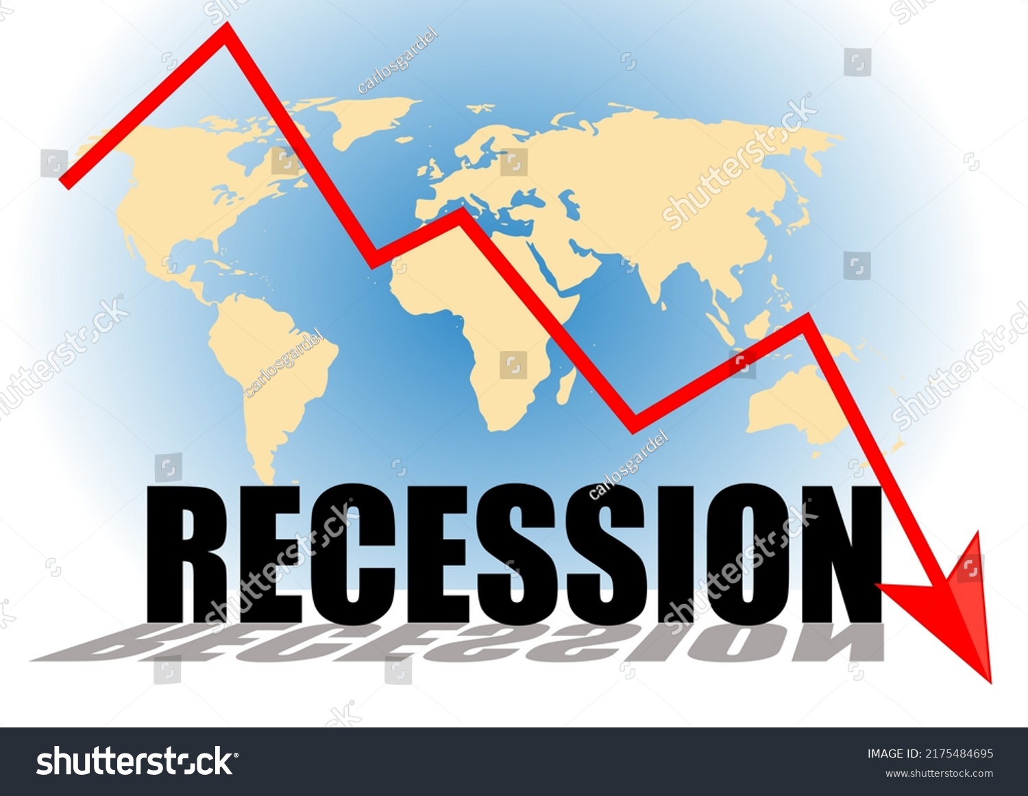 Diagram Showing Recession All Over Countries Stock Illustration