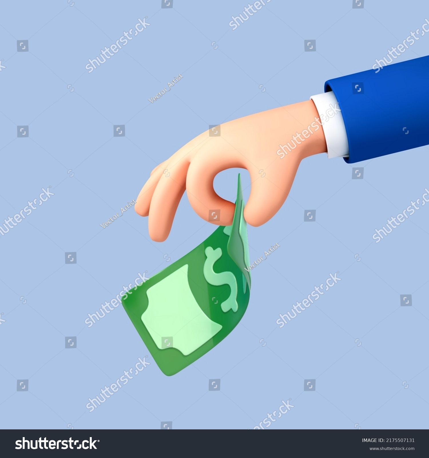 3d Cartoon Hand Businessman Holds Banknote Stock Vector (Royalty Free ...