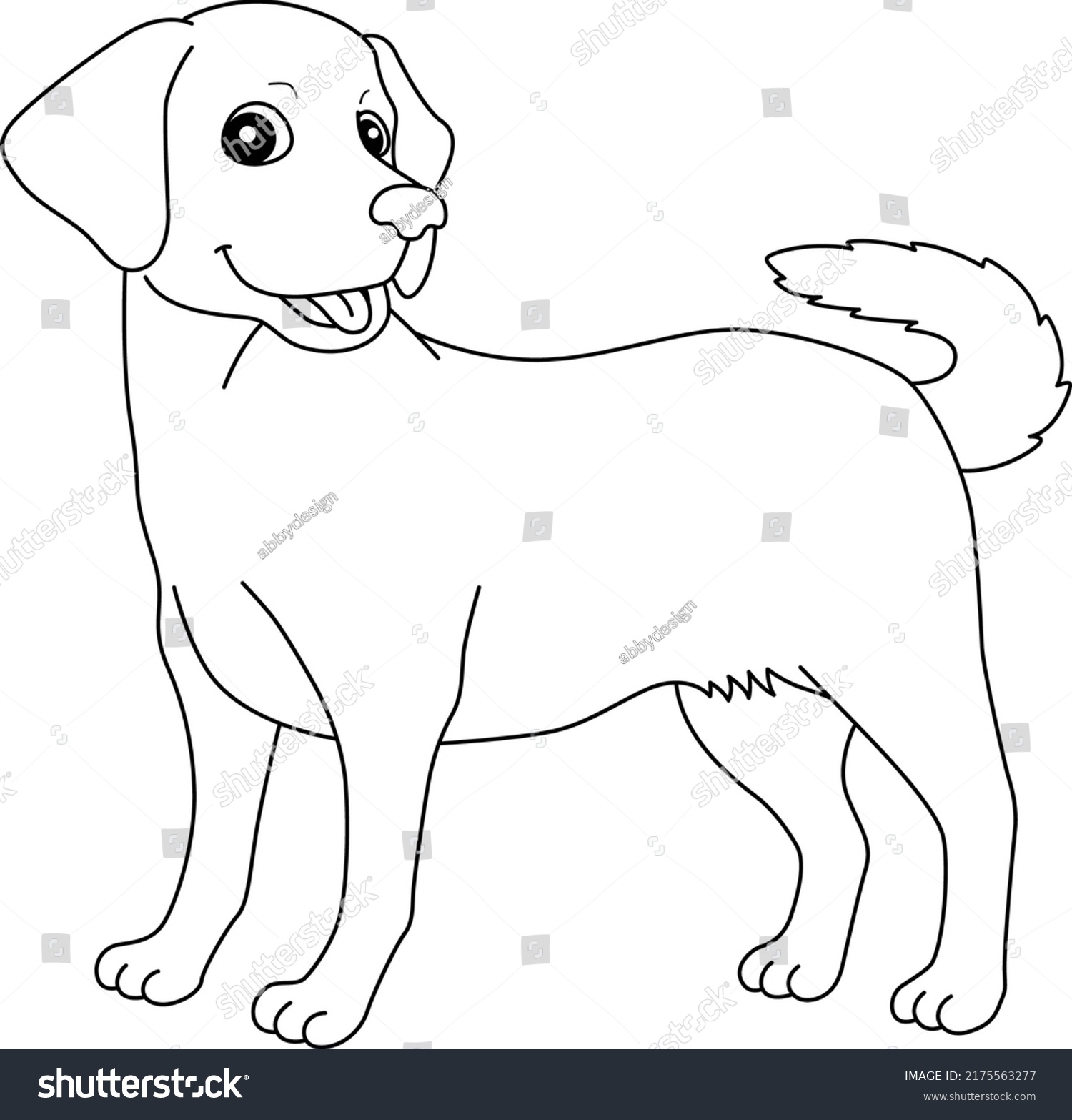 Labrador Retriever Dog Isolated Coloring Page Stock Vector (Royalty