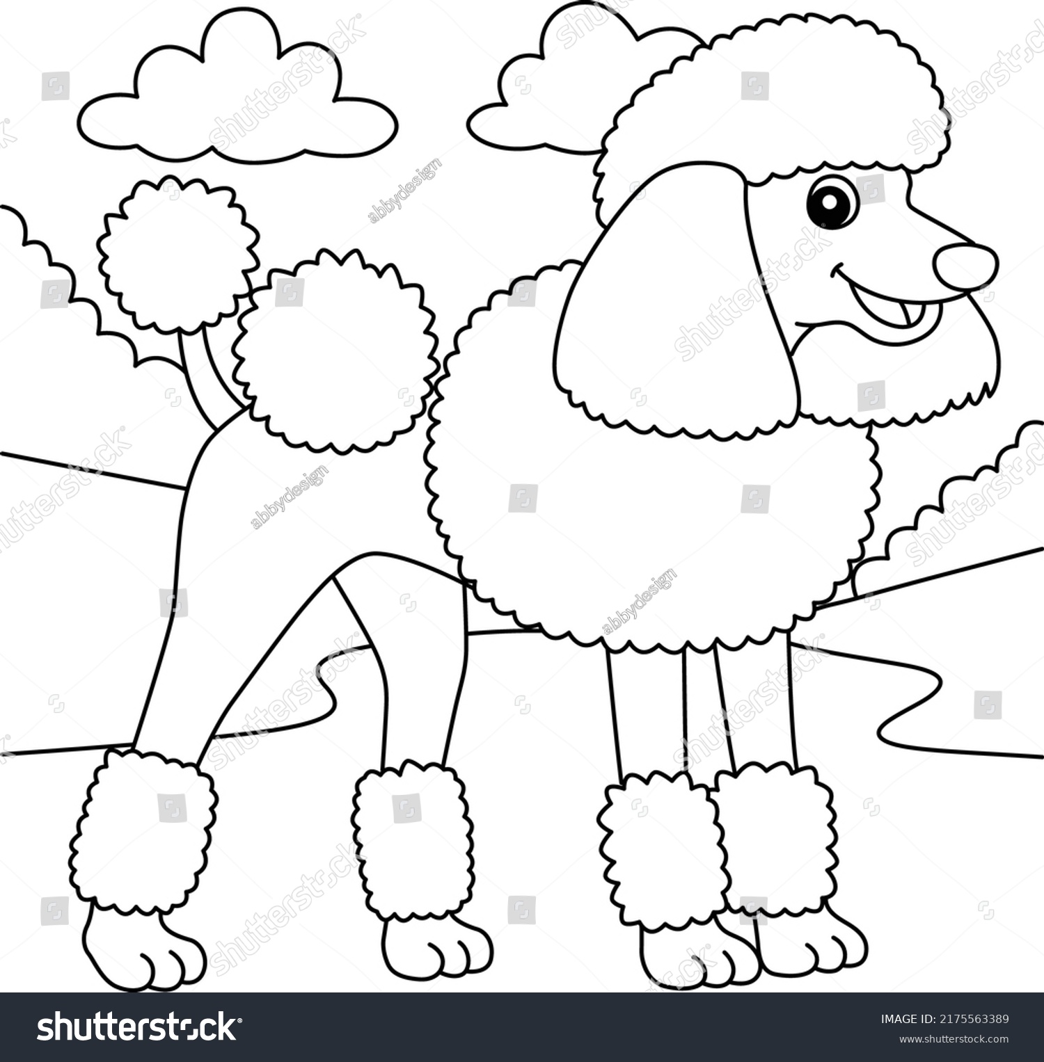 Poodle Dog Coloring Page Kids Stock Vector (Royalty Free) 2175563389