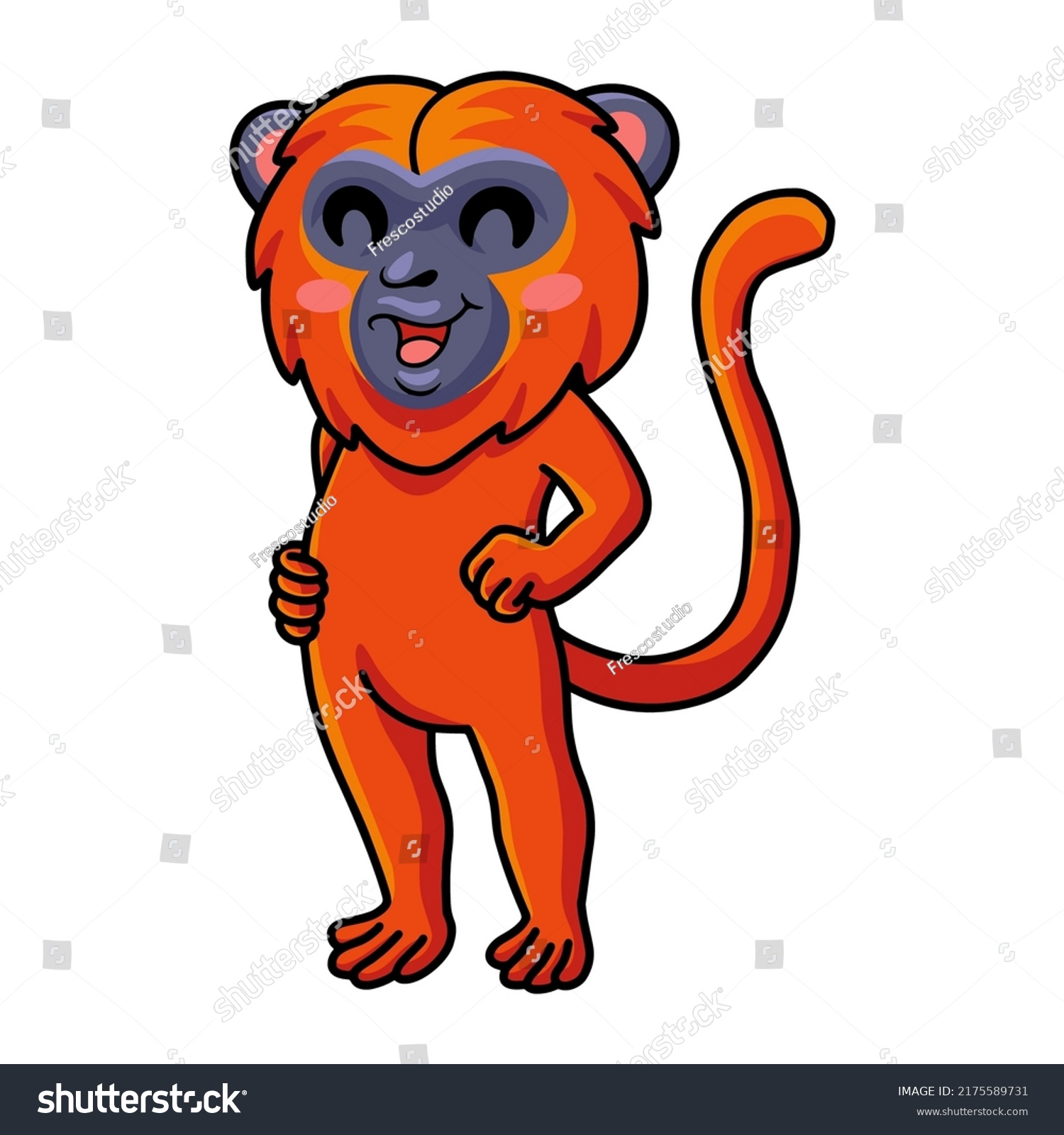 Cute Red Howler Monkey Cartoon Standing Stock Vector (Royalty Free ...