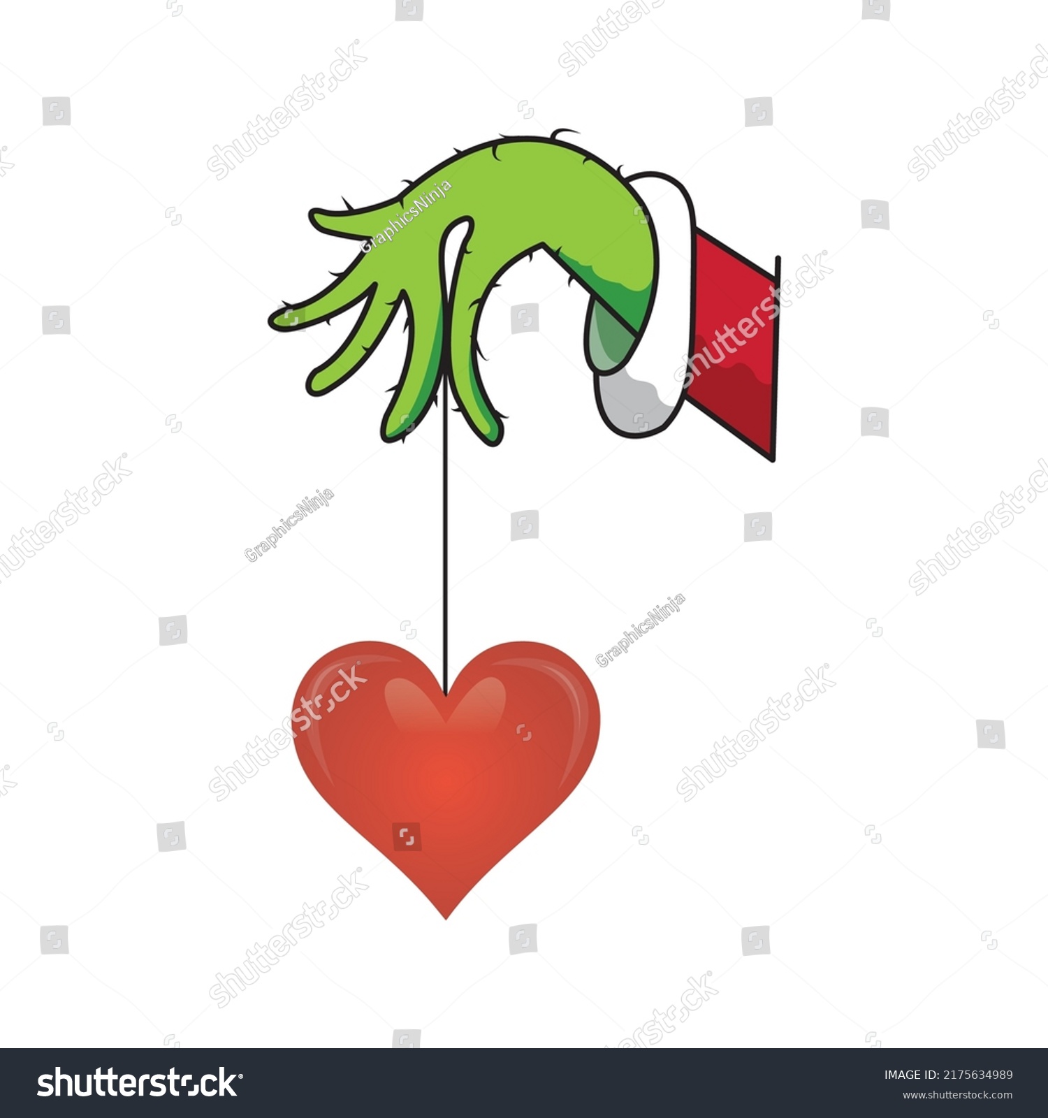 Grinch Hand Holding Heart Vector Illustration Stock Vector (Royalty ...