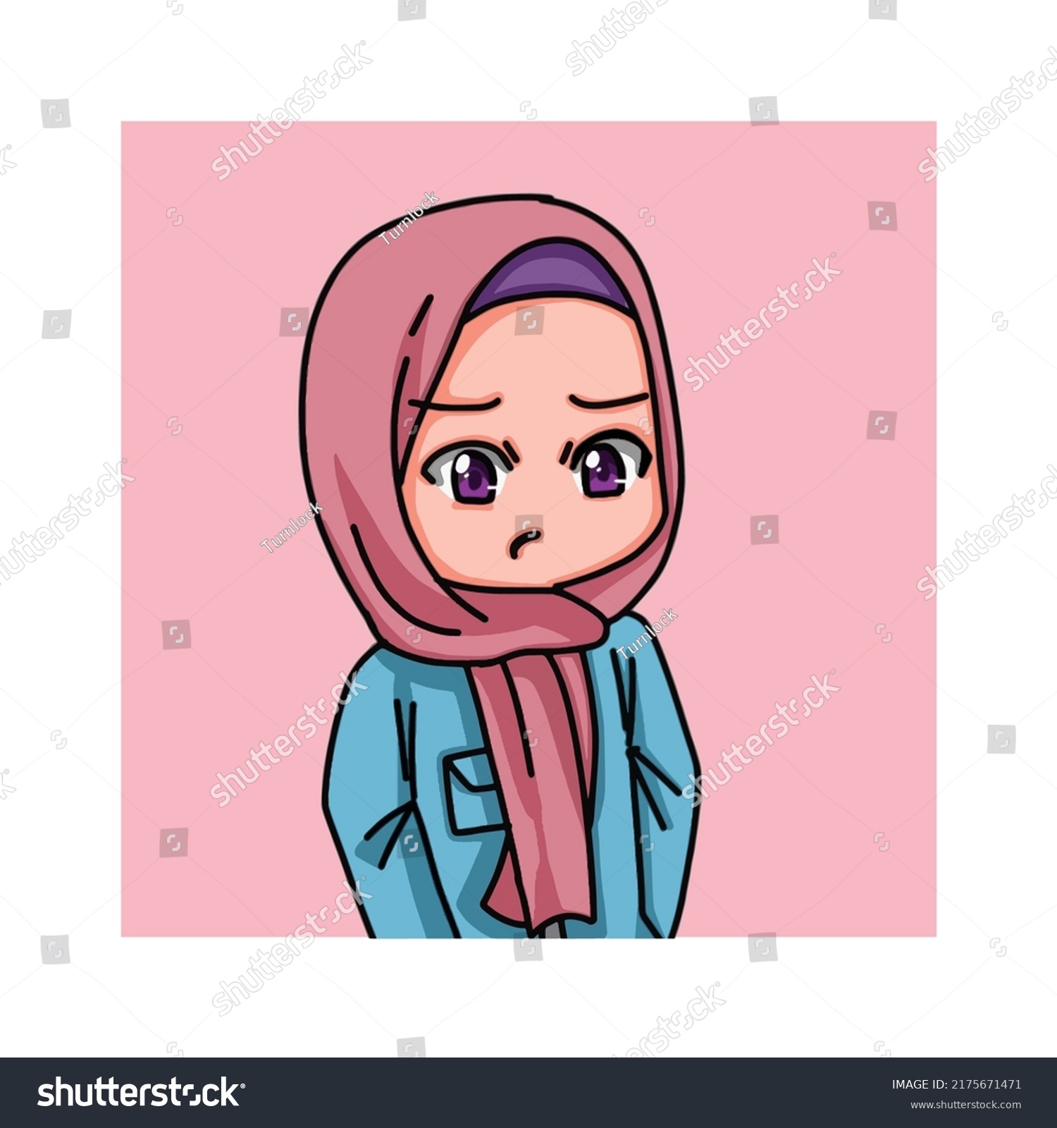 Illustration Female Character Wearing Hijab Vector Stock Vector Royalty Free 2175671471 8087