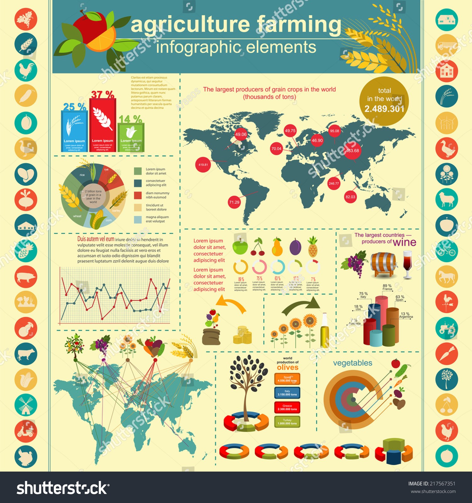 Agriculture Farming Infographics Vector Illustration Stock Vector ...