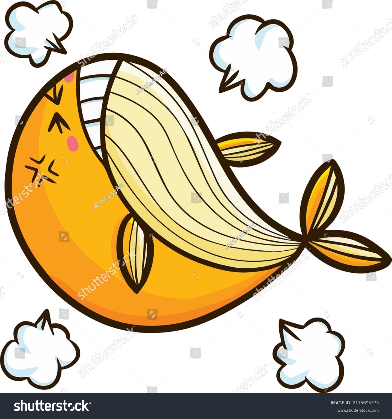 Funny Yellow Whale Character Gets Angry Stock Vector (Royalty Free ...