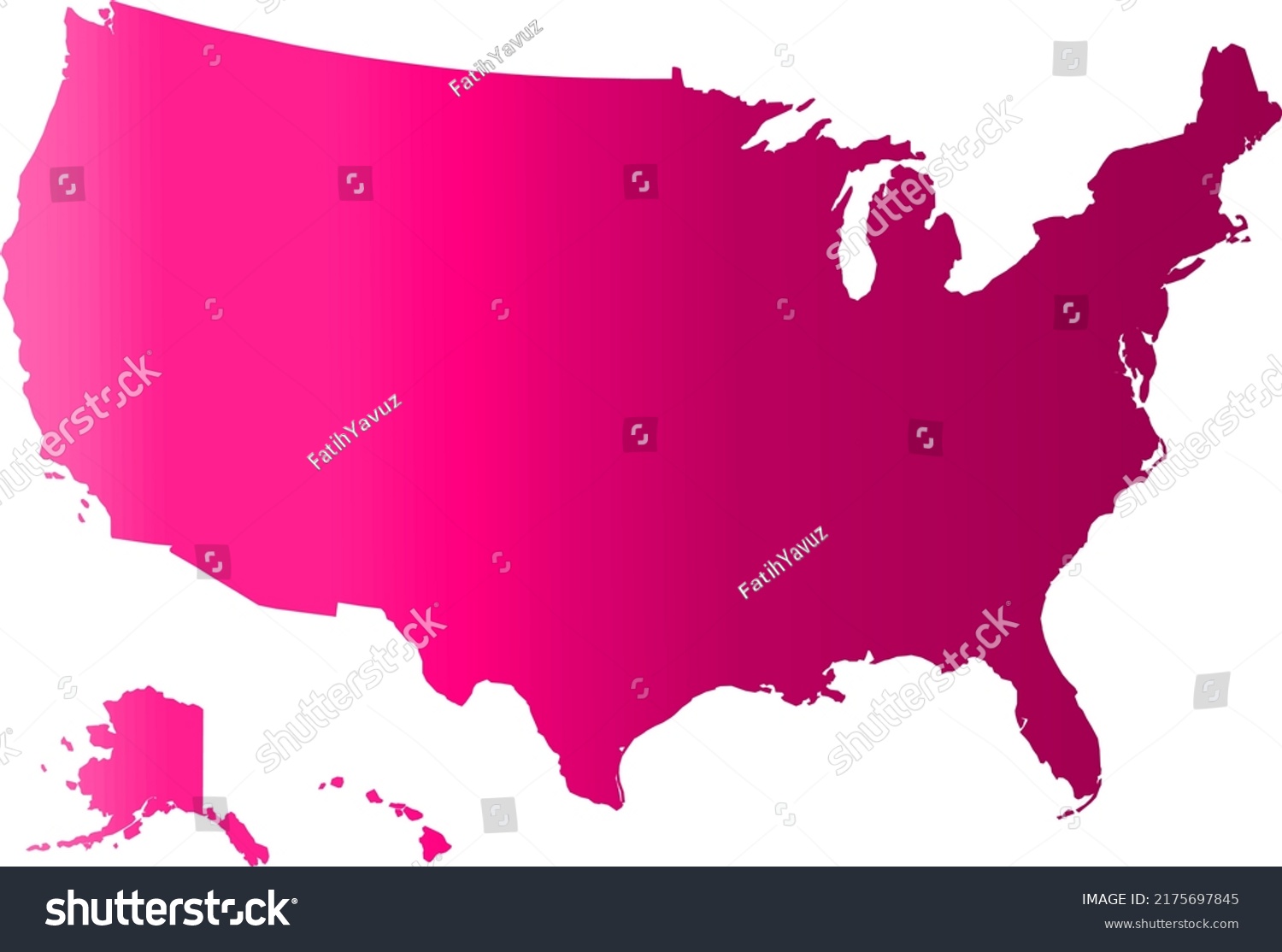 Usa Map Vector Pink Color Gradient Stock Vector Royalty Free 2175697845 Shutterstock 9499