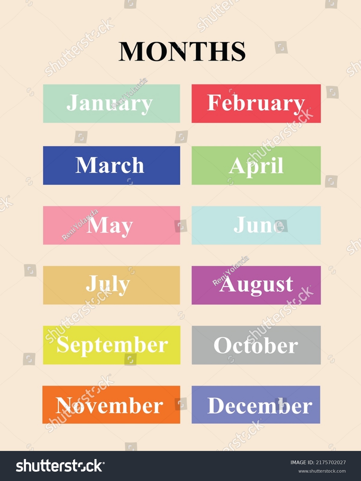 Months Educational Poster Printable Children Stock Illustration ...