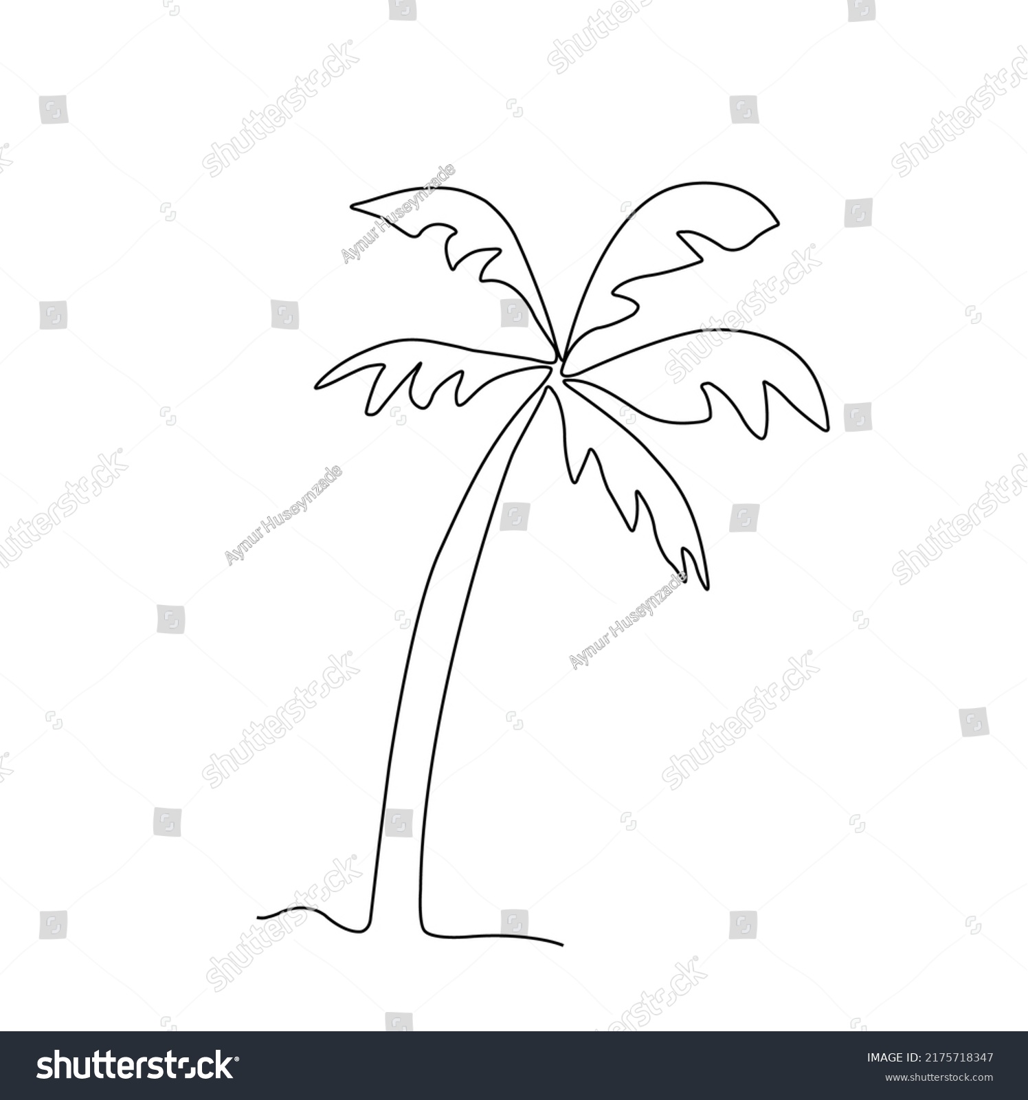 One Line Palm Tree Illustration Drawing Stock Vector (Royalty Free ...