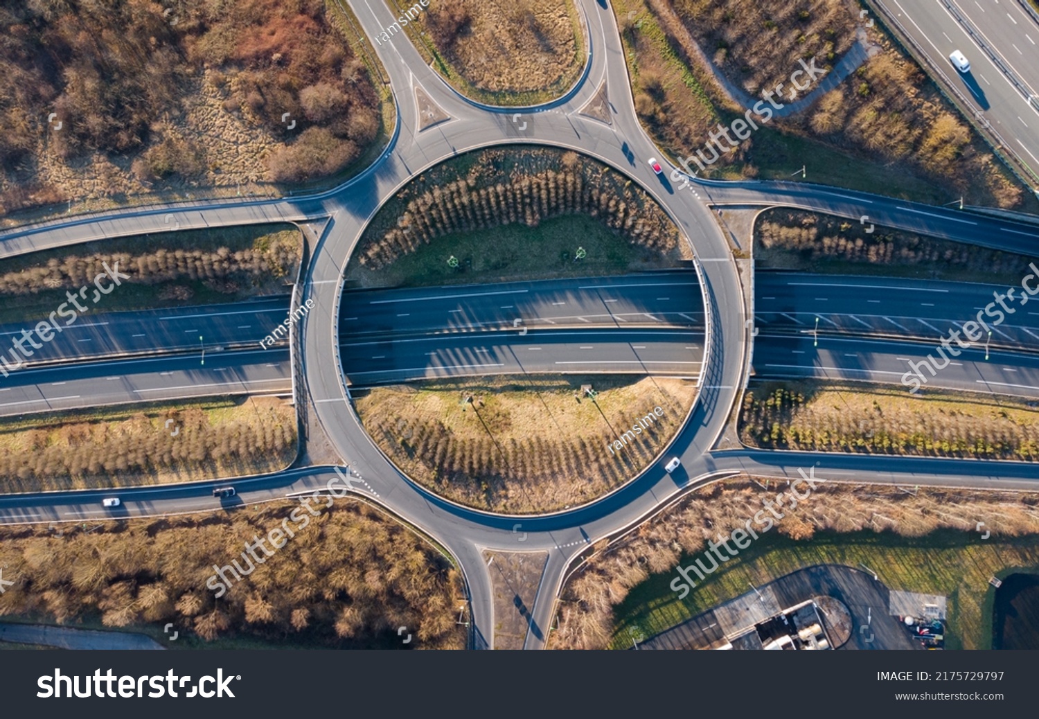 Large Road Roundabout Multiple Intersections Drone Stock Photo ...