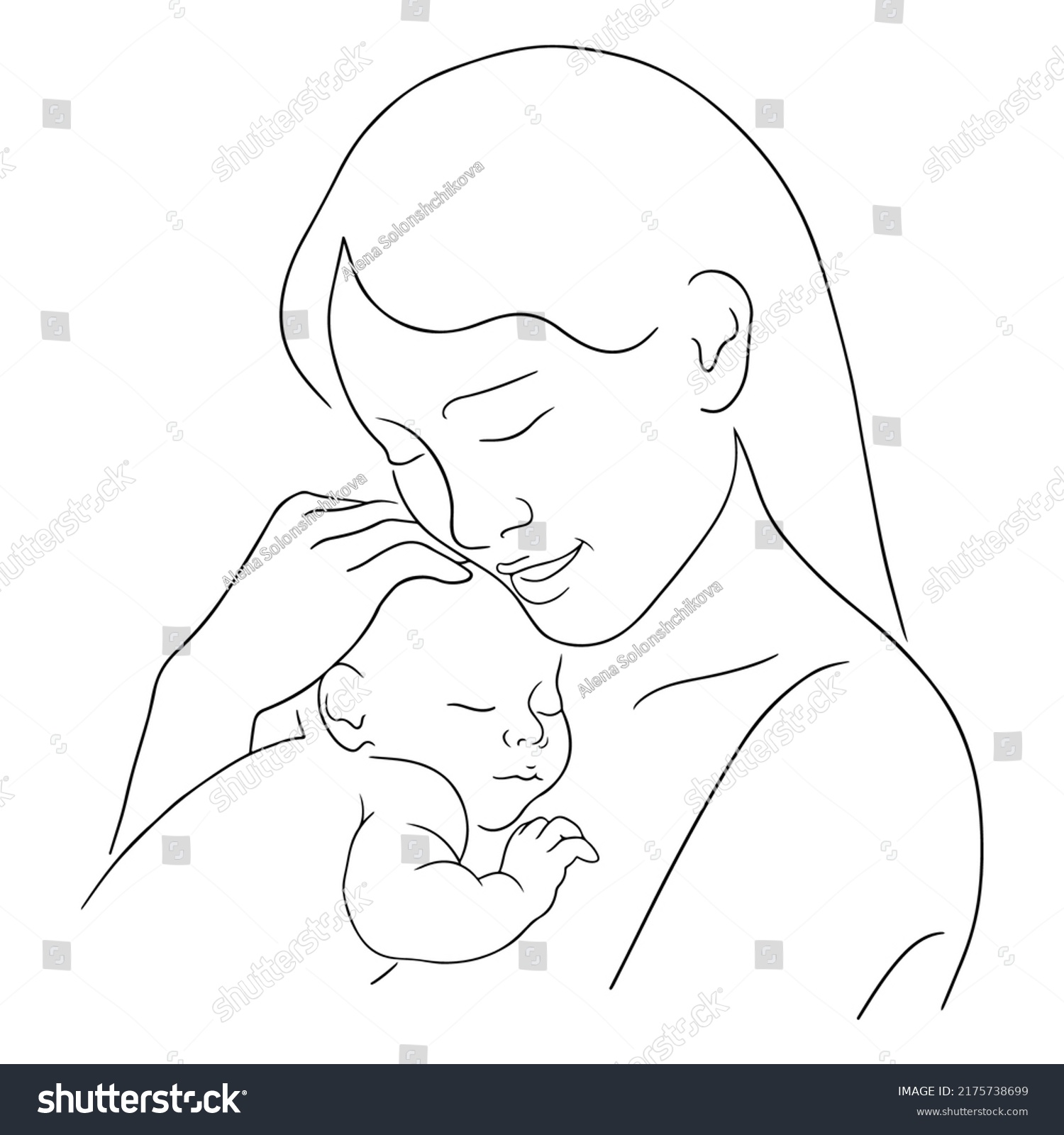 Vector Illustration Mother Holding Newborn Baby Stock Vector (royalty 