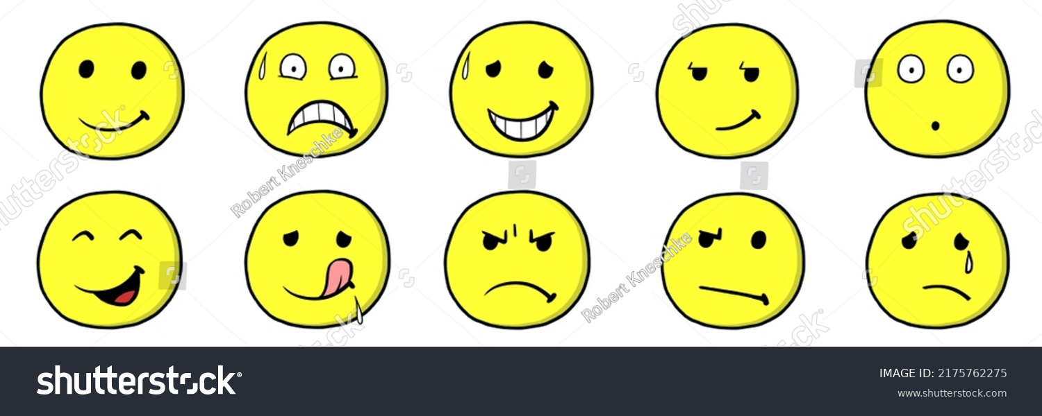 Many Different Yellow Emoticons Emojis Clipart Stock Illustration ...