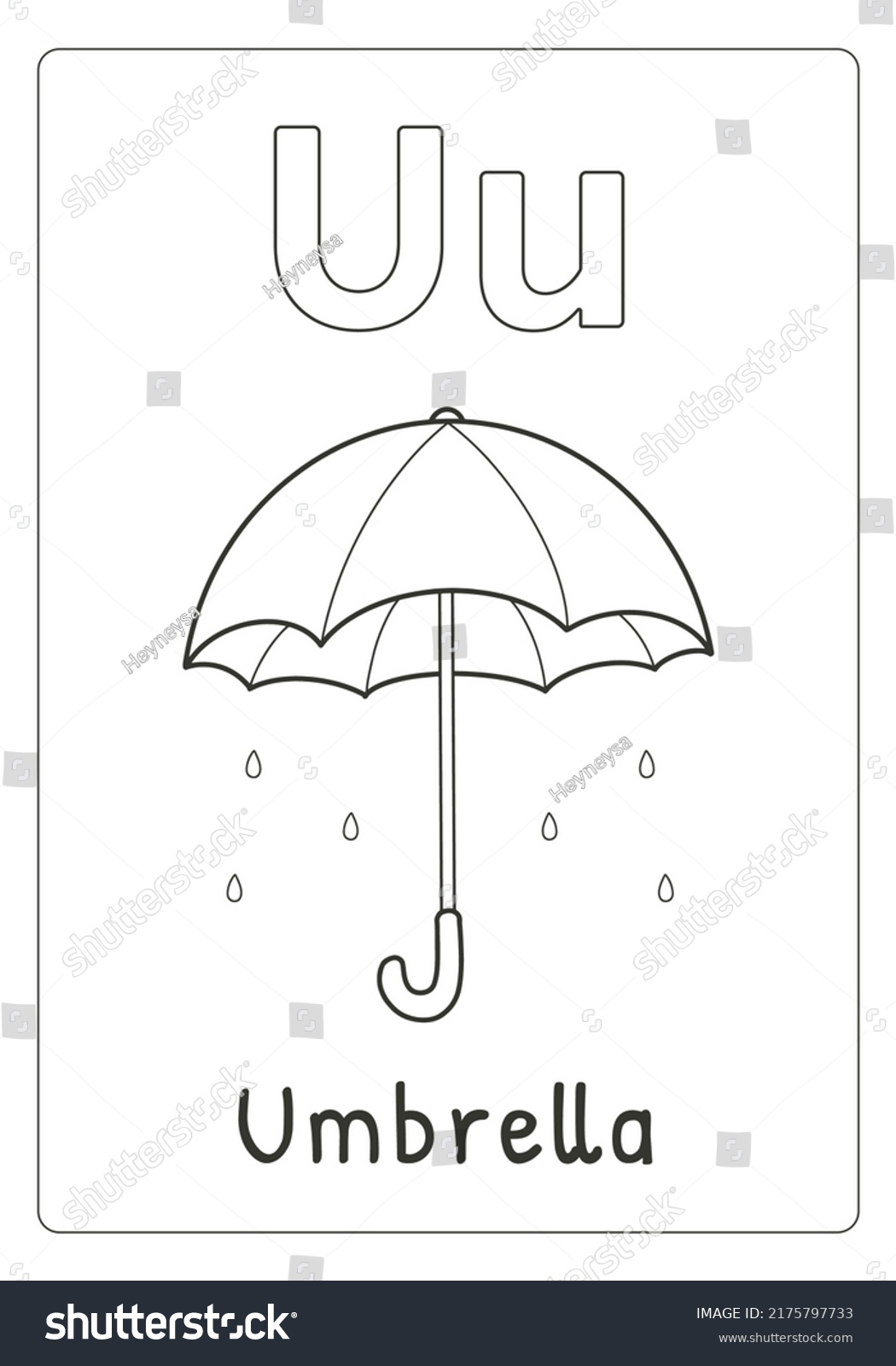 Alphabet Letter U Umbrella Coloring Page Stock Vector (Royalty Free