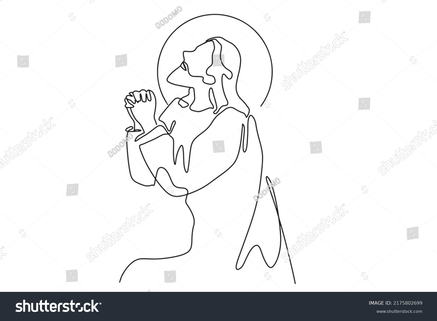 Continuous Line Drawing Jesus Christ Vector Stock Vector (Royalty Free ...