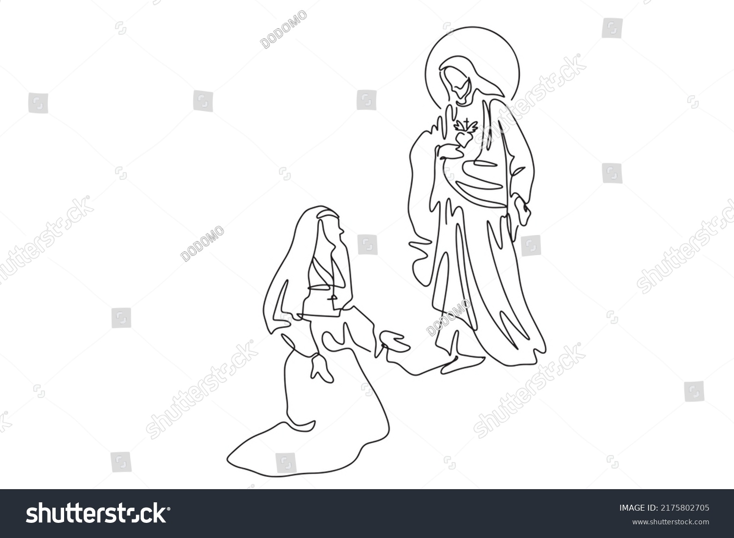 Continuous Line Drawing Jesus Christ Vector Stock Vector (Royalty Free ...