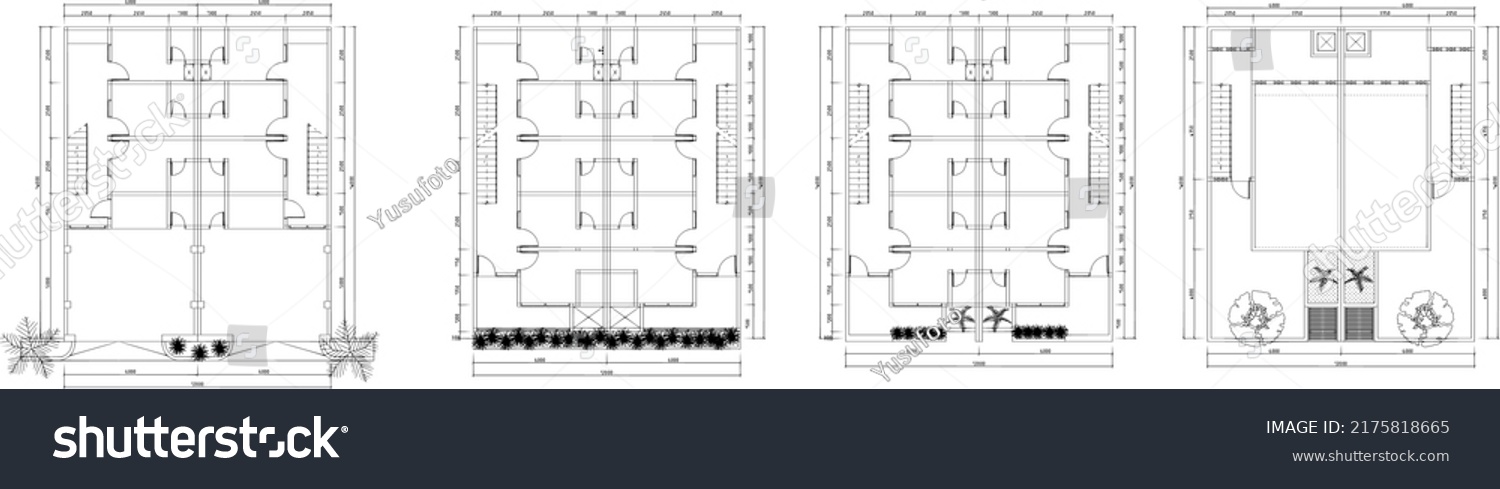 Sketch Floor Plan Residential Building That Stock Vector (Royalty Free ...