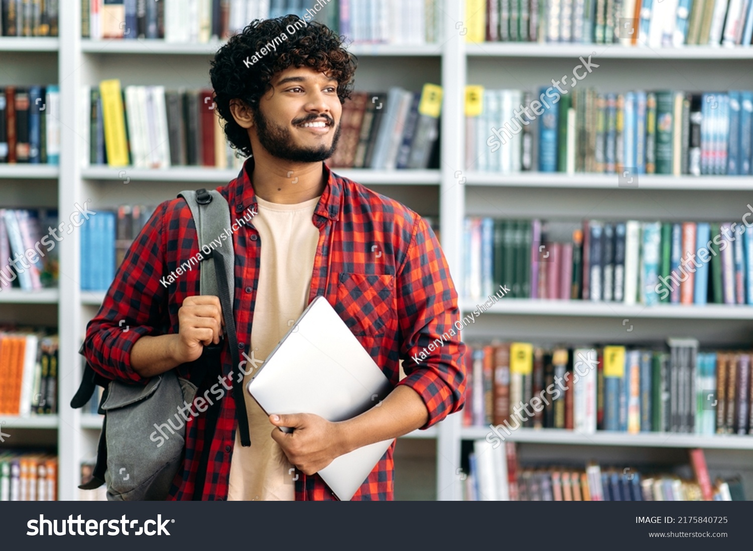 Positive Confident Indian Arabian Male Student Stock Photo 2175840725 ...