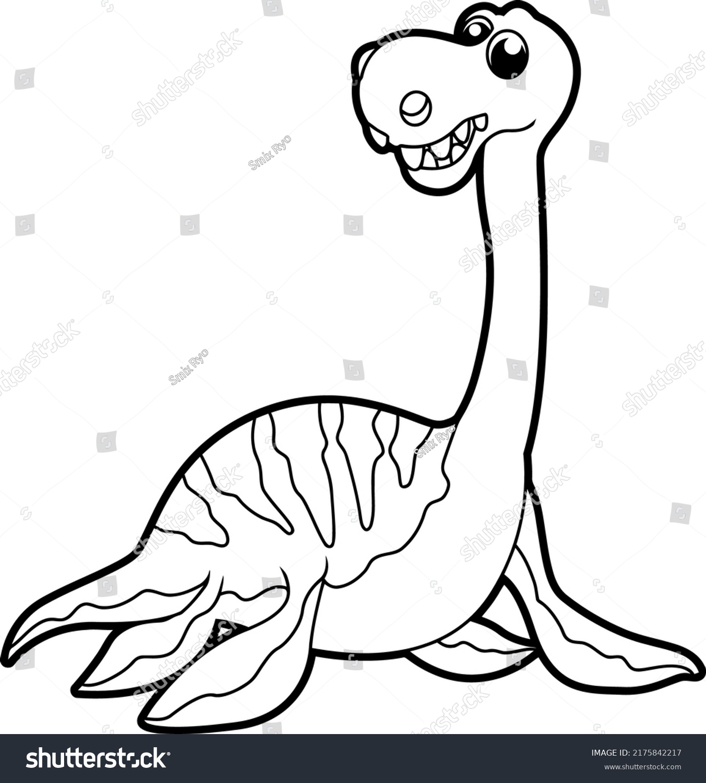 Coloring Page Elasmosaurus Dinosaur Illustratione Kids เวกเตอร์สต็อก