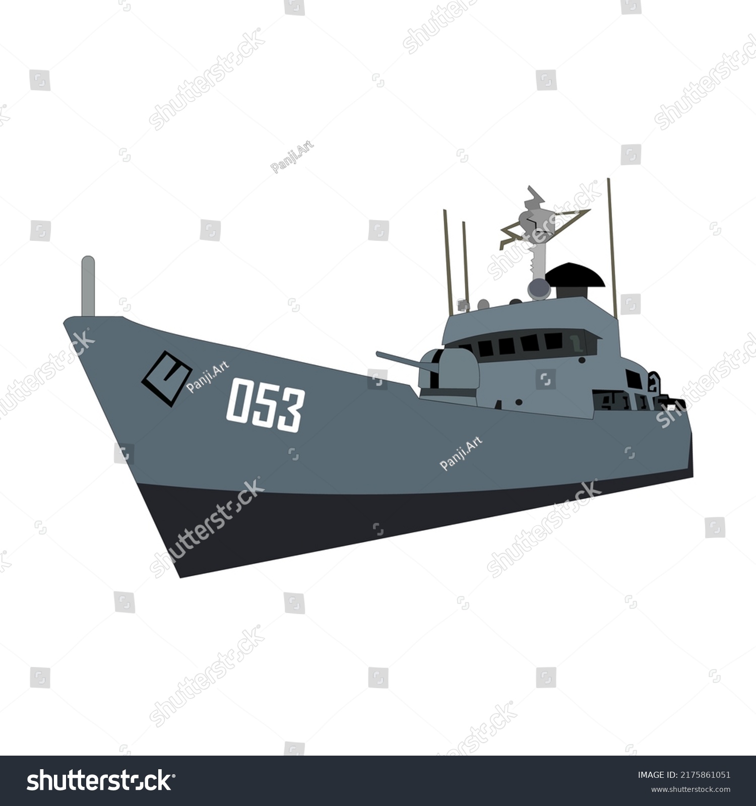 Illustration Warship Big Guns Viewed Cartoon Stock Vector (Royalty Free ...