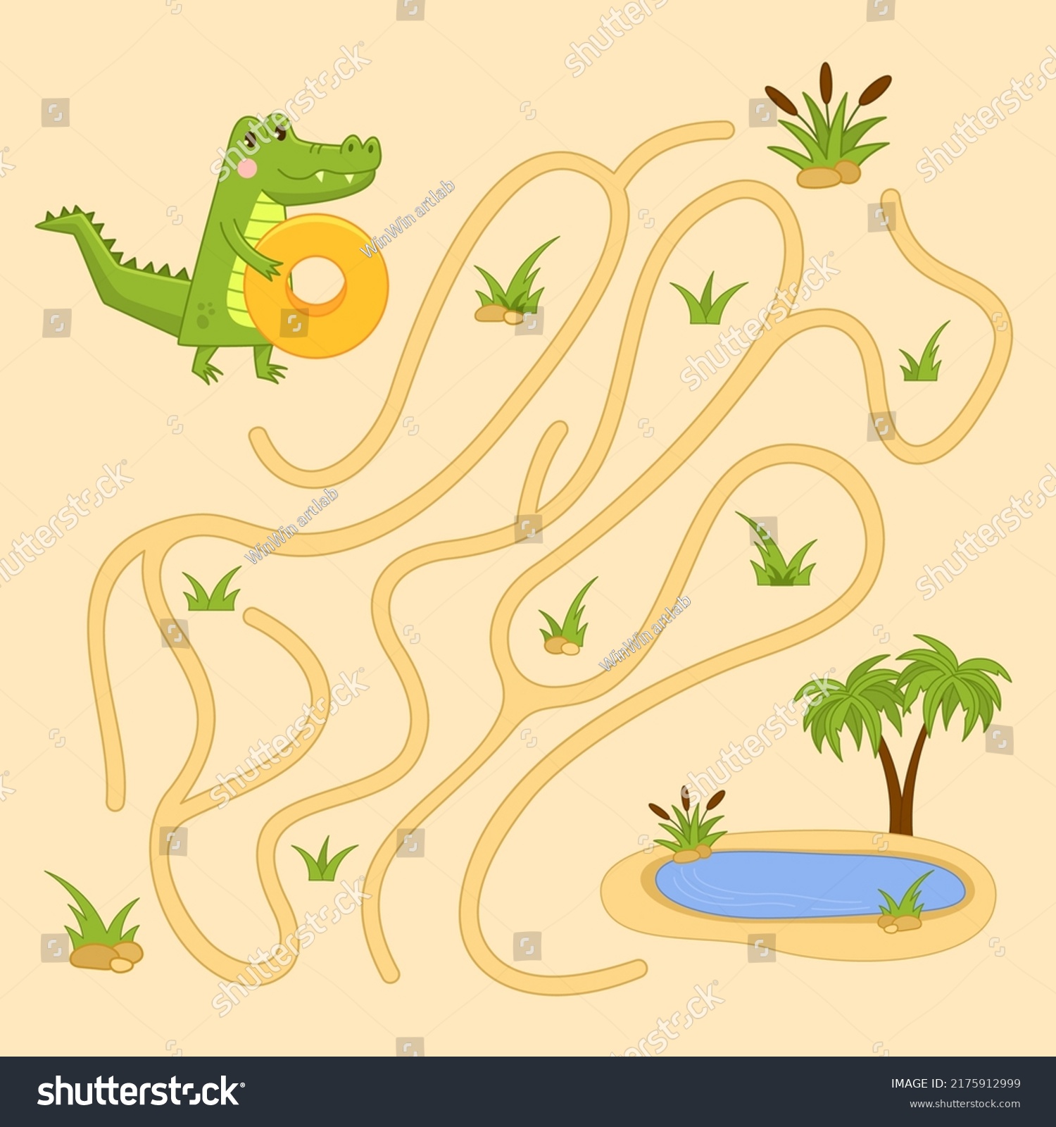 Crocodile Maze Labyrinth Puzzle Help Alligator Stock Vector (Royalty ...