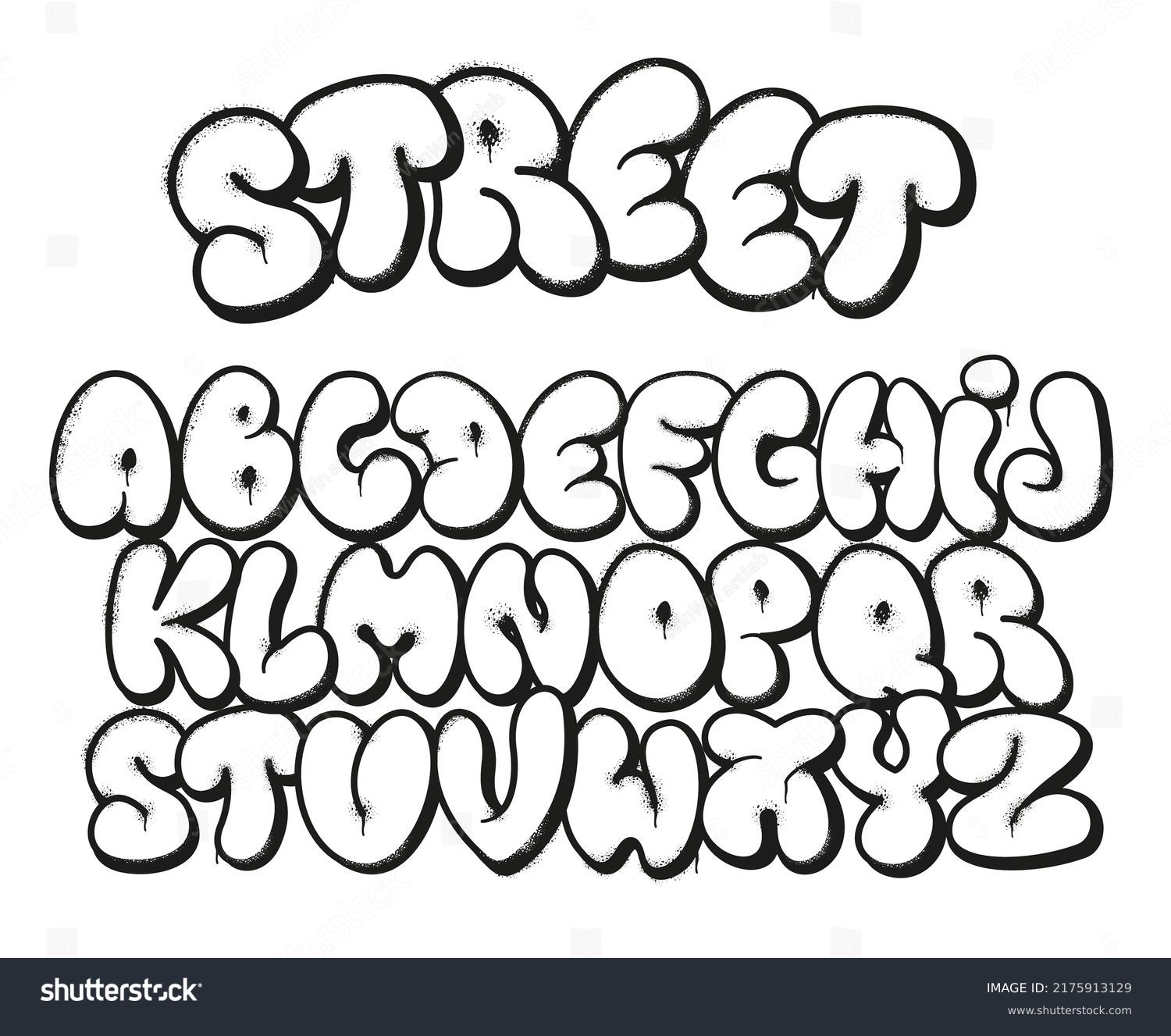 Bubble Graffiti Font Inflated Letters Street Stock Vector (Royalty Free