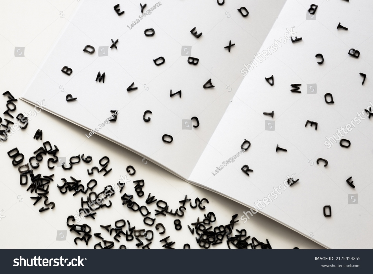 Letters English Alphabet Scattered On Blank Stock Photo 2175924855