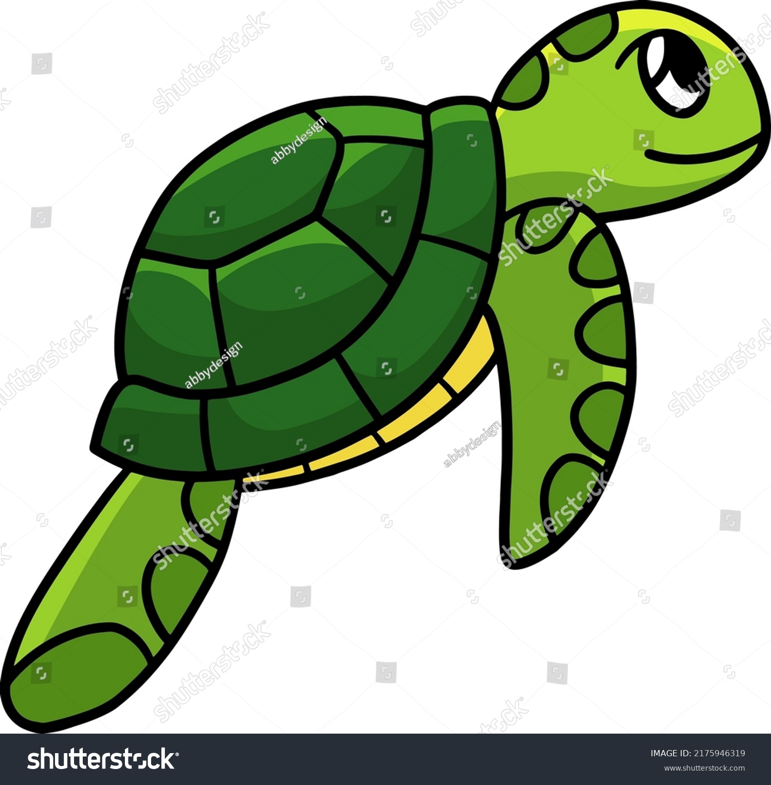 Sea Turtle Cartoon Colored Clipart Illustration Stock Vector (Royalty ...