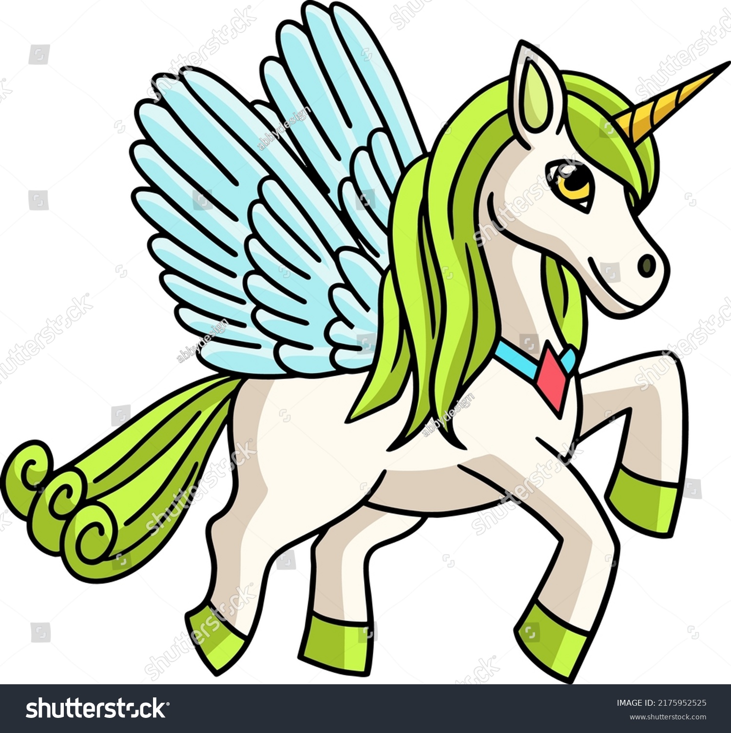 Flying Unicorn Cartoon Colored Clipart Stock Vector Royalty Free 2175952525 Shutterstock 8631