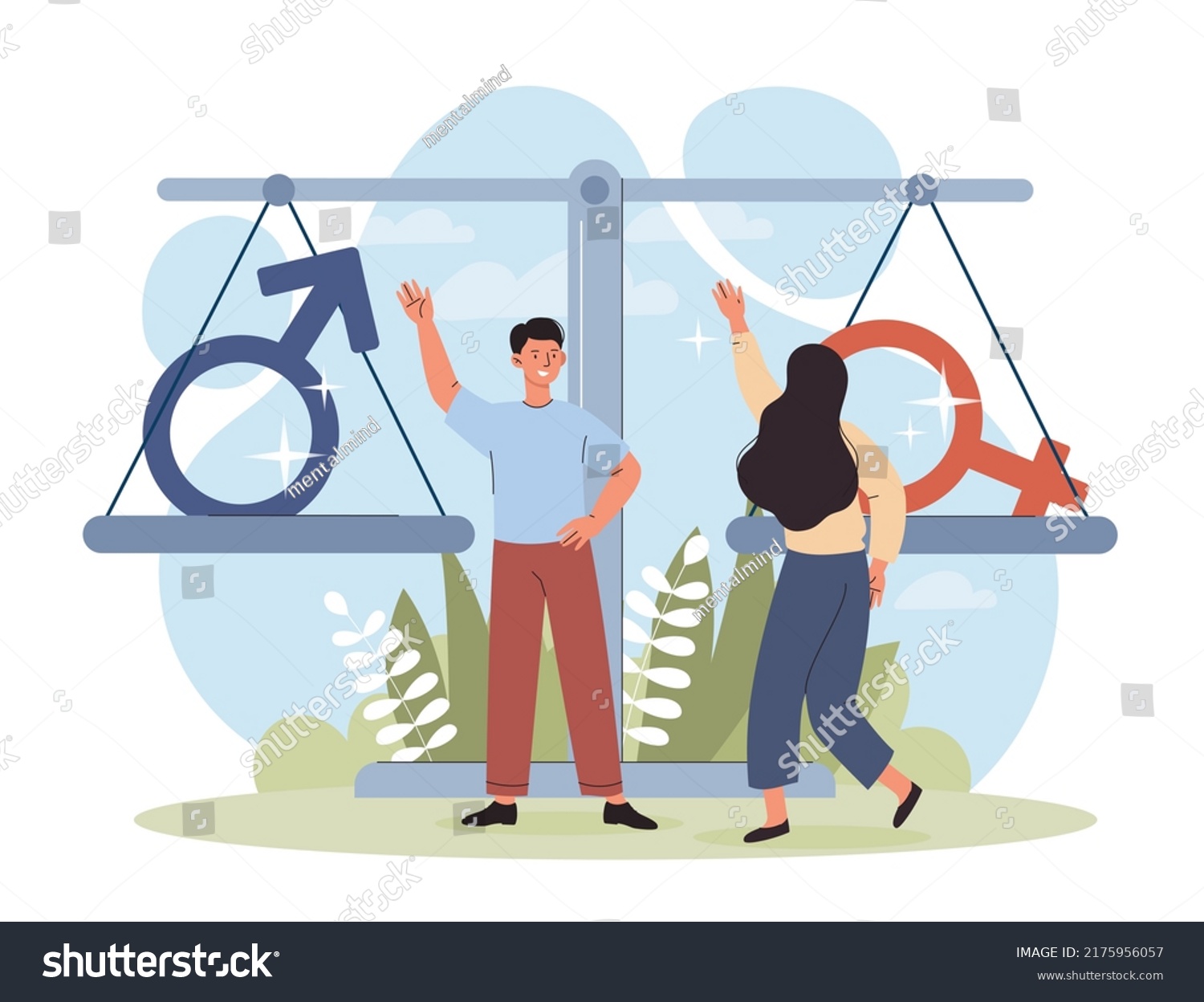 Gender Equality Concept Man Woman Next Stock Vector (Royalty Free ...