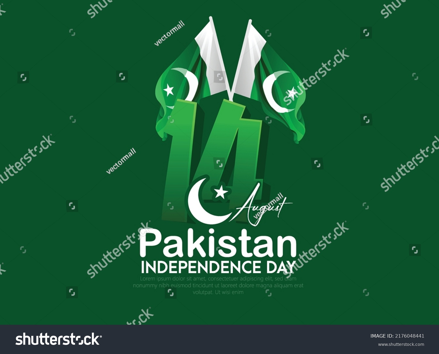 Celebrating Pakistan Independence Day 3d Text Stock Vector (Royalty ...