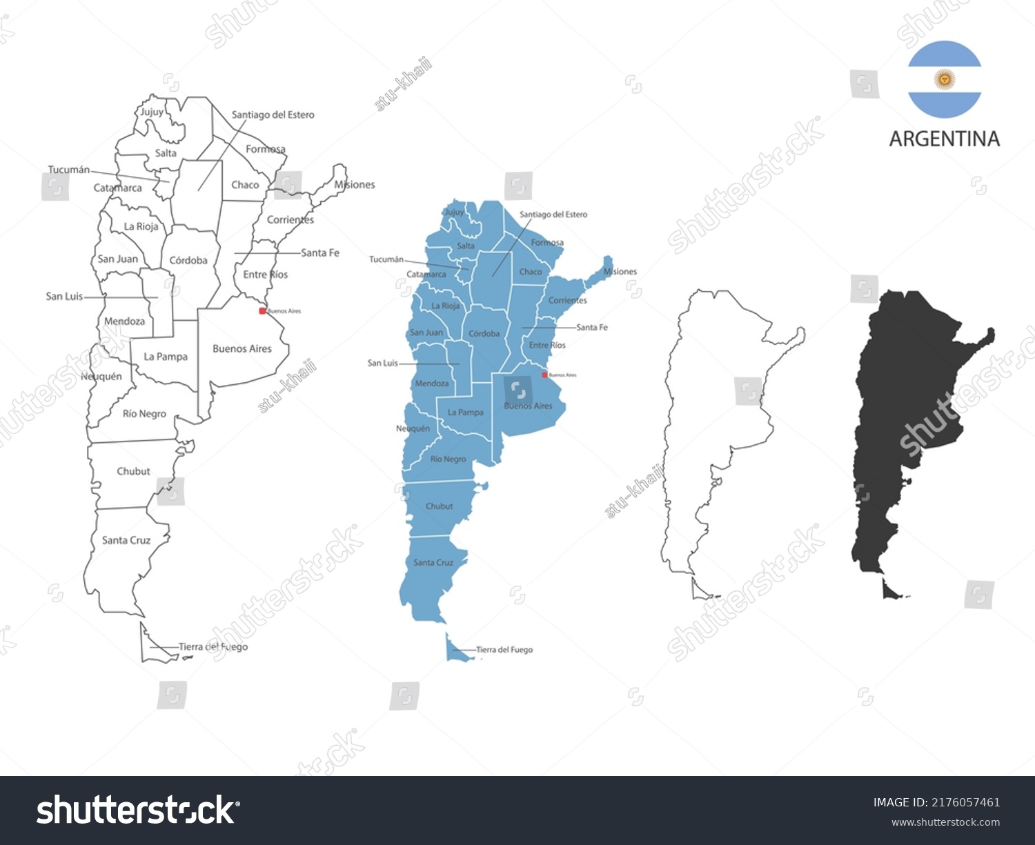 4 Style Argentina Map Vector Illustration Stock Vector (Royalty Free ...