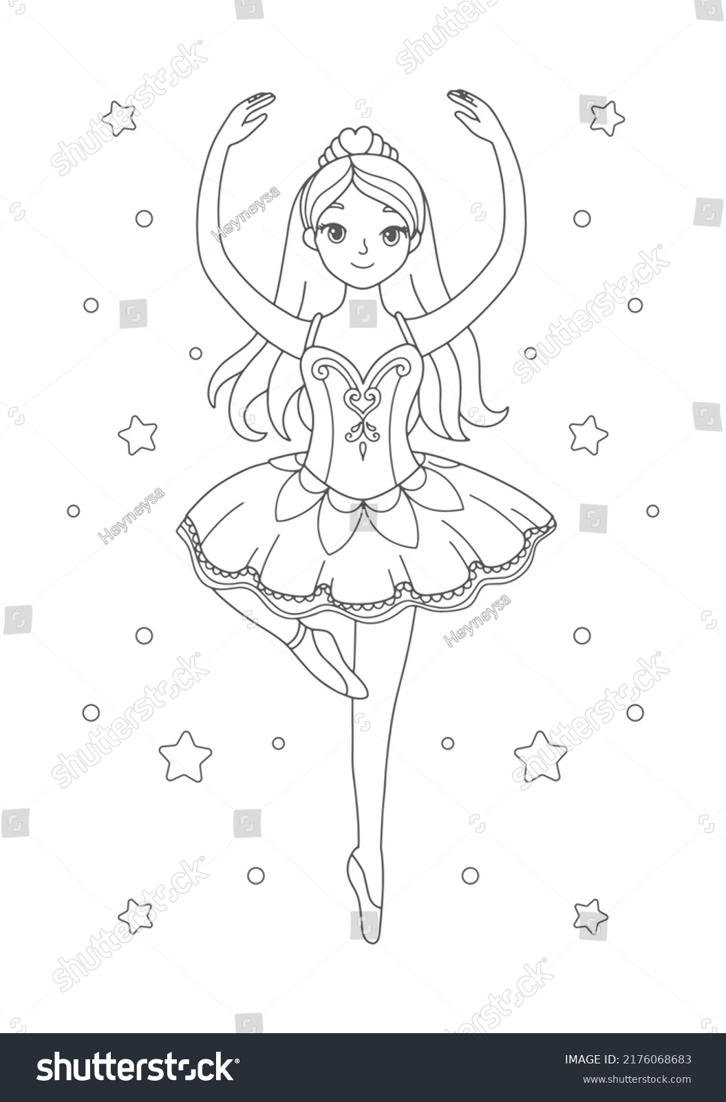 Printable Ballerina Coloring Page Drawing Illustration Stock Vector ...