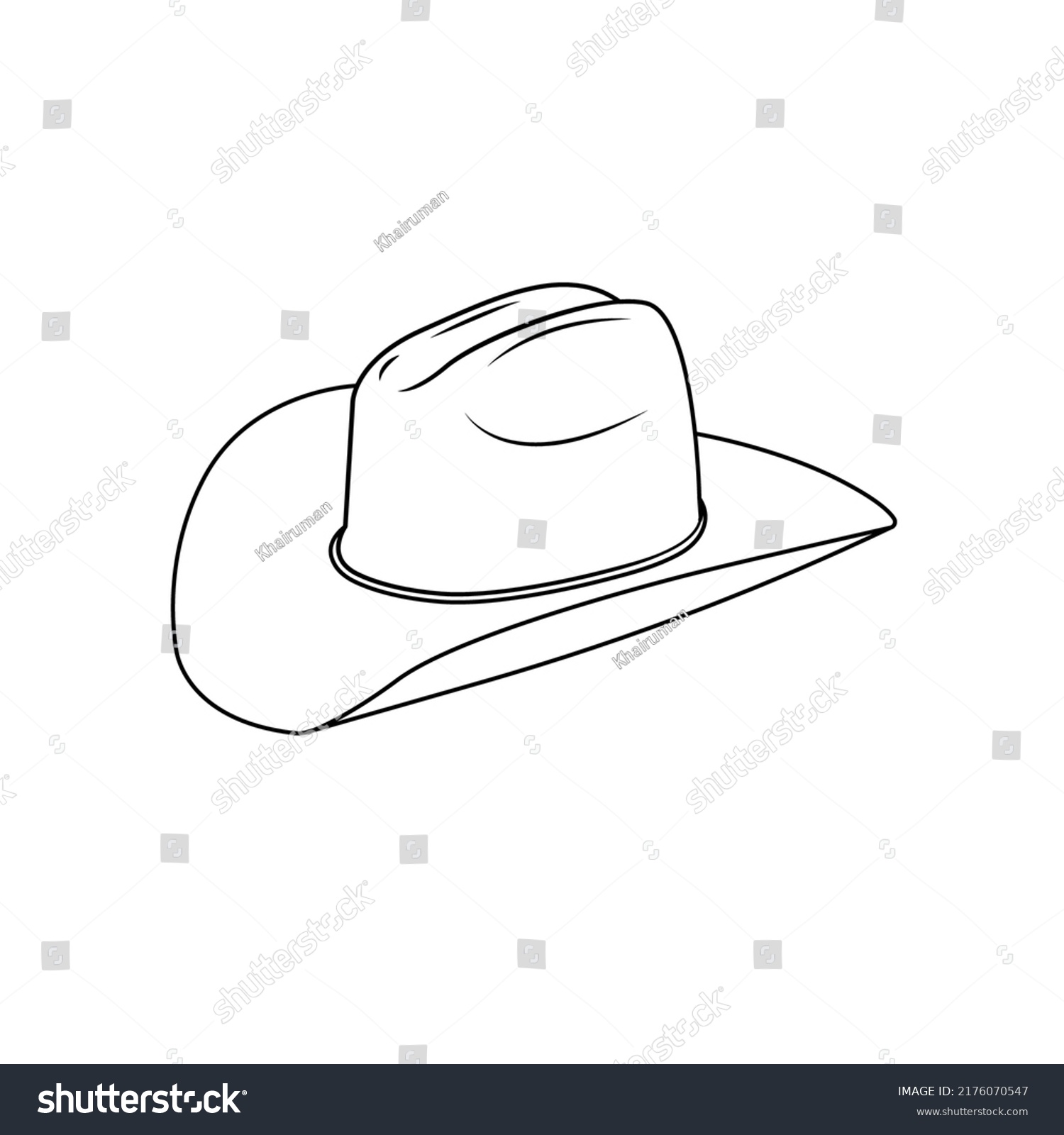 Cowboy Hat Outline Icon Illustration On Stock Vector (Royalty Free ...