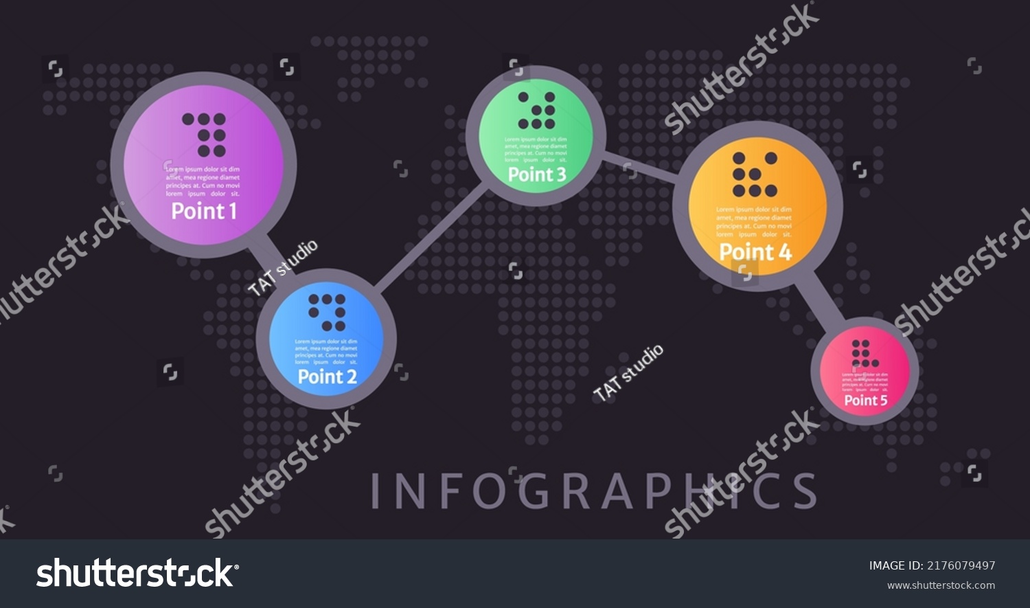 Geographic Dark Theme World Map Infographic Stock Vector (Royalty Free ...