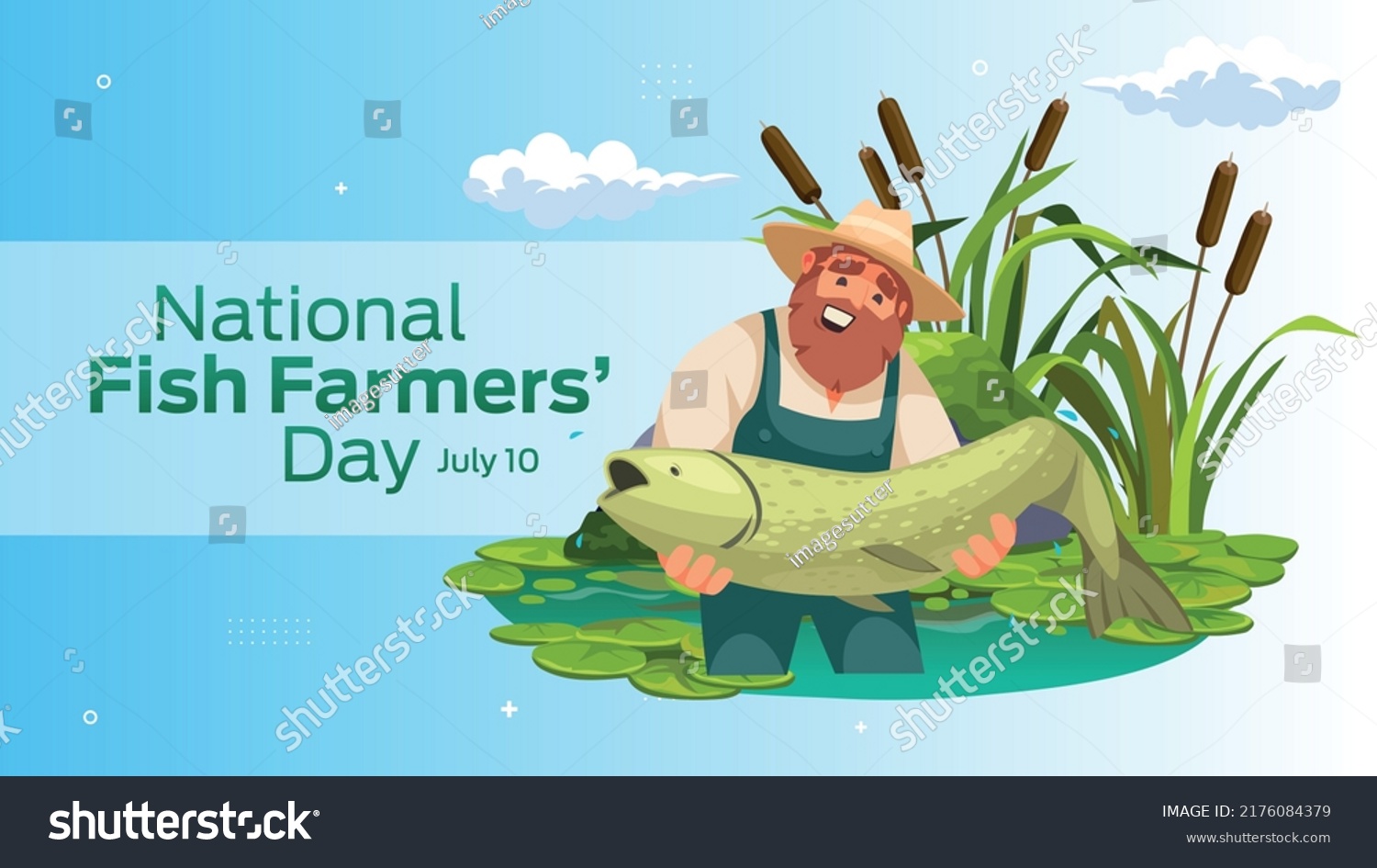 National Fish Day On July 10 Stock Vector (Royalty Free) 2176084379