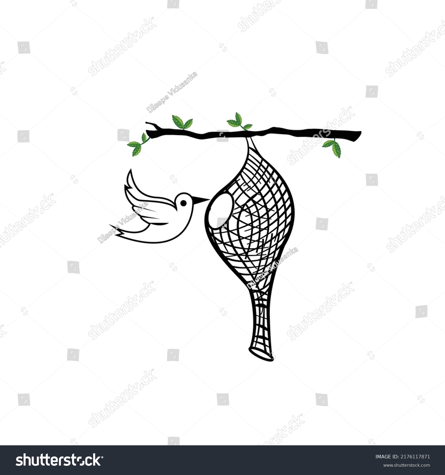 Weaver Bird Nest Vector Logo Stock Vector (Royalty Free) 2176117871