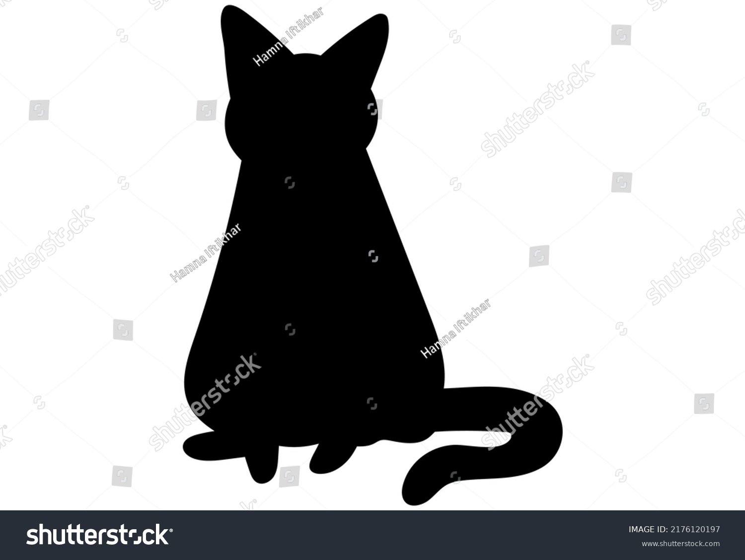 Black Silhouette Cat On White Background Stock Vector (Royalty Free ...