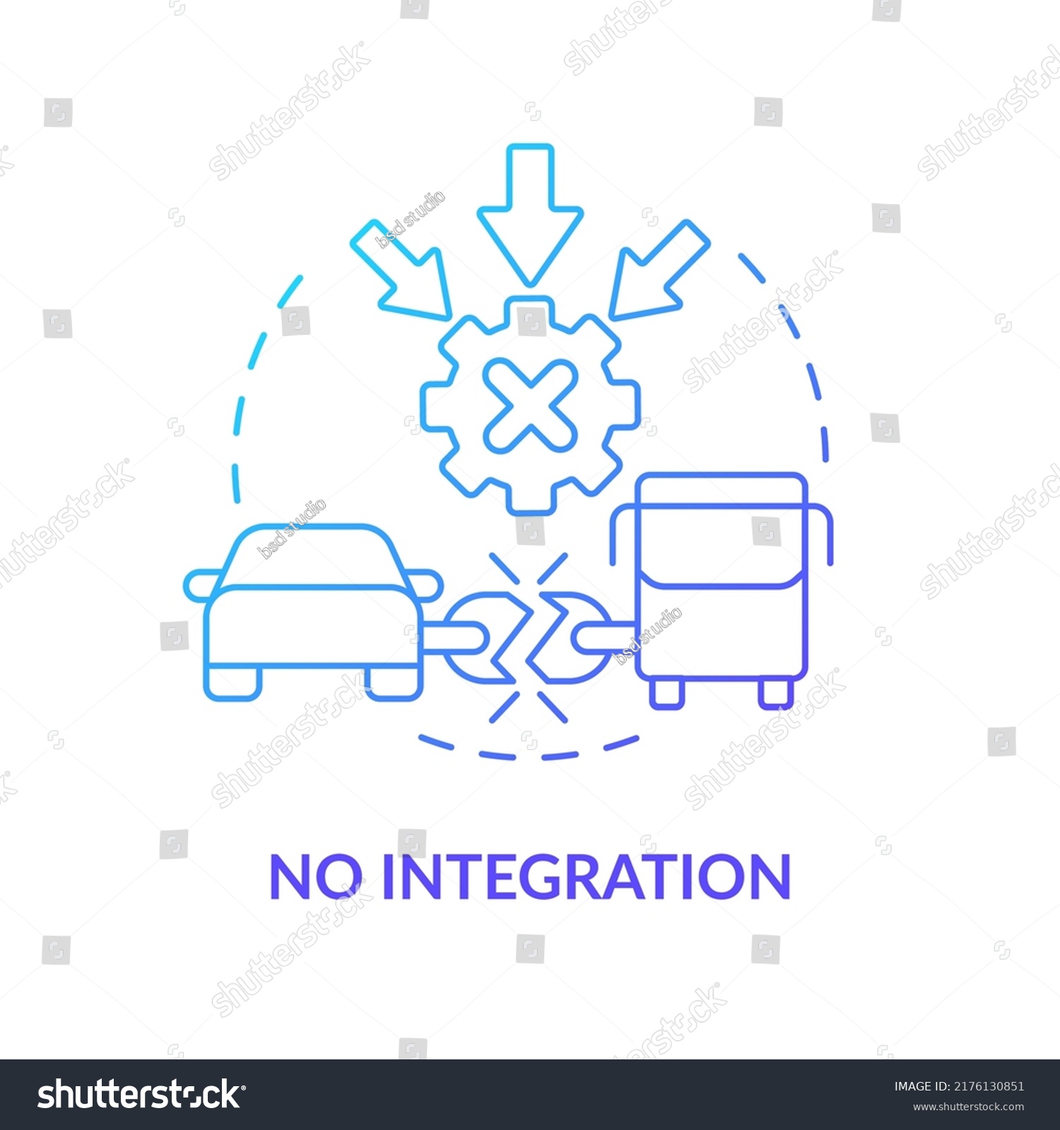 No Integration Blue Gradient Concept Icon Stock Vector Royalty Free 2176130851 Shutterstock