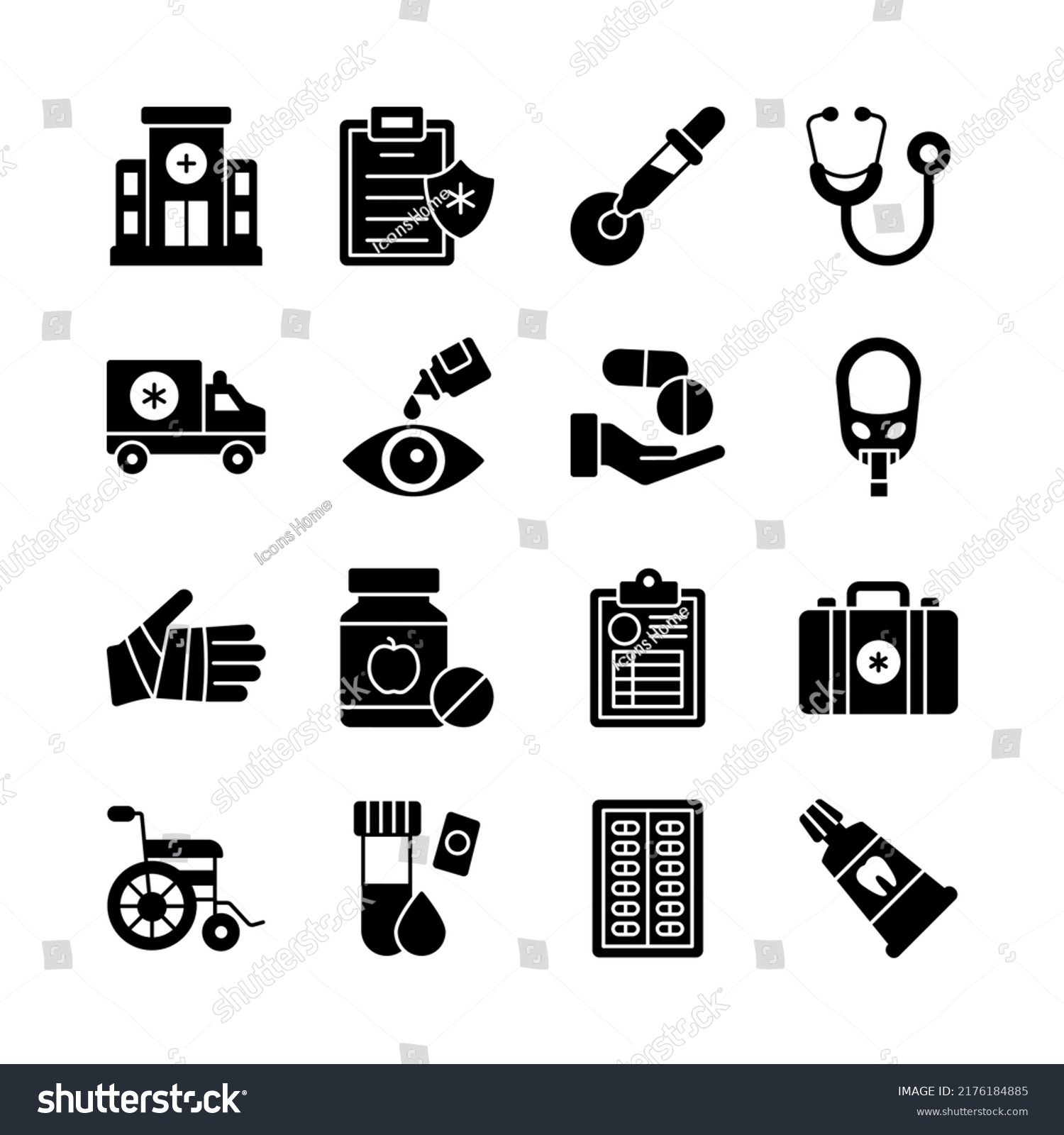 Medical Icons Healthcare Vector Hospital Collection Stock Vector ...