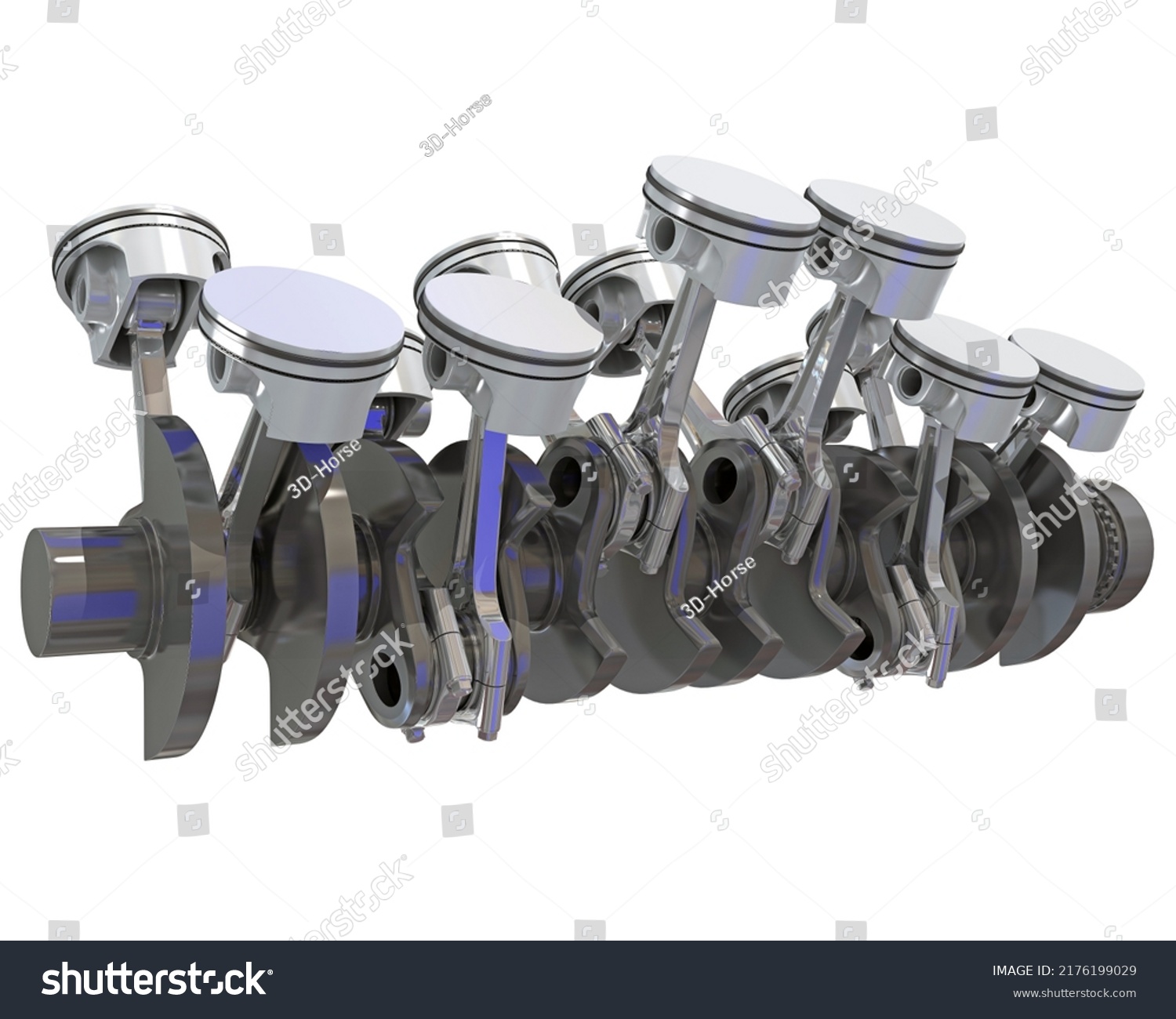 V12 Engine Pistons Crankshaft On White Stock Illustration 2176199029 ...