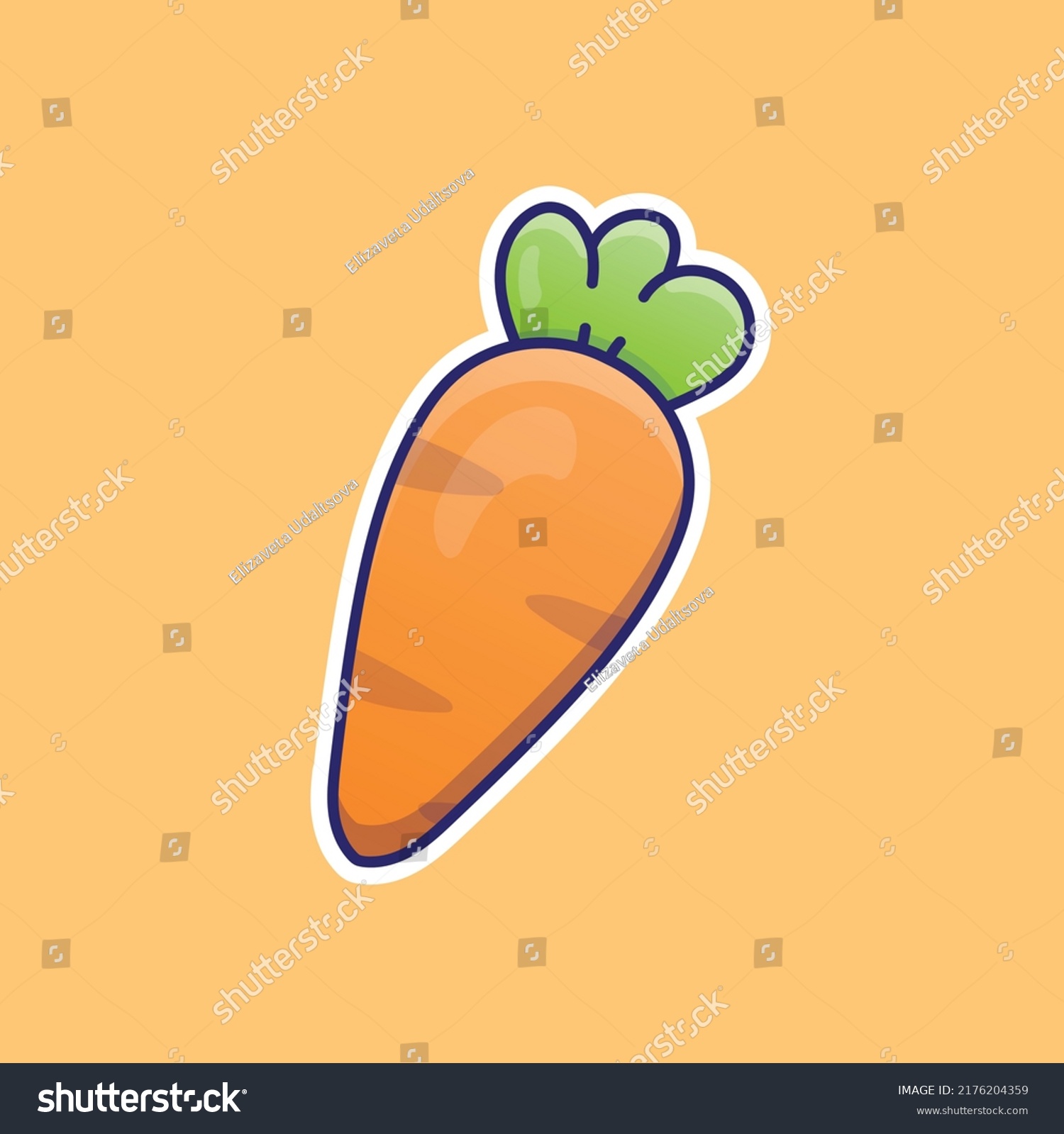 Cute Cartoon Carrot Vector Illustration Isolated Stock Vector Royalty Free