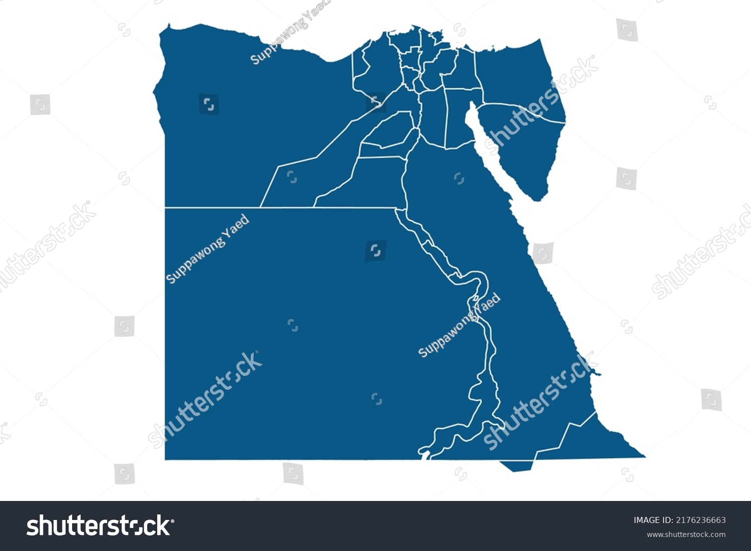 Egypt Map Blue Color On White Stock Vector (Royalty Free) 2176236663 ...