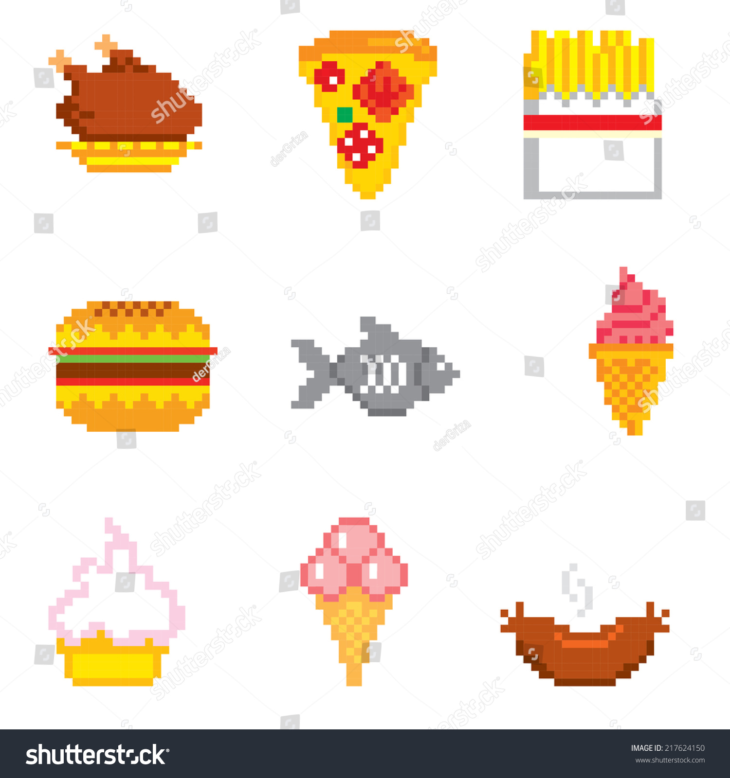 Пиксельные маленькие рисунки еда