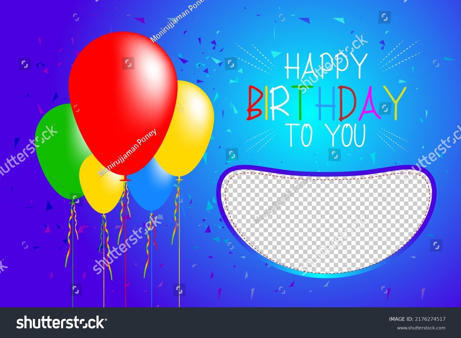 Blue Color Happy Birthday Celebration Background Stock Vector (Royalty
